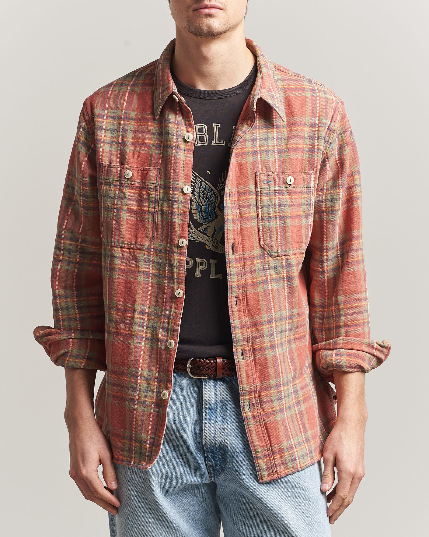 Uomini | Camicie | RRL | Cameron Double Pocket Shirt Red/Blue Check