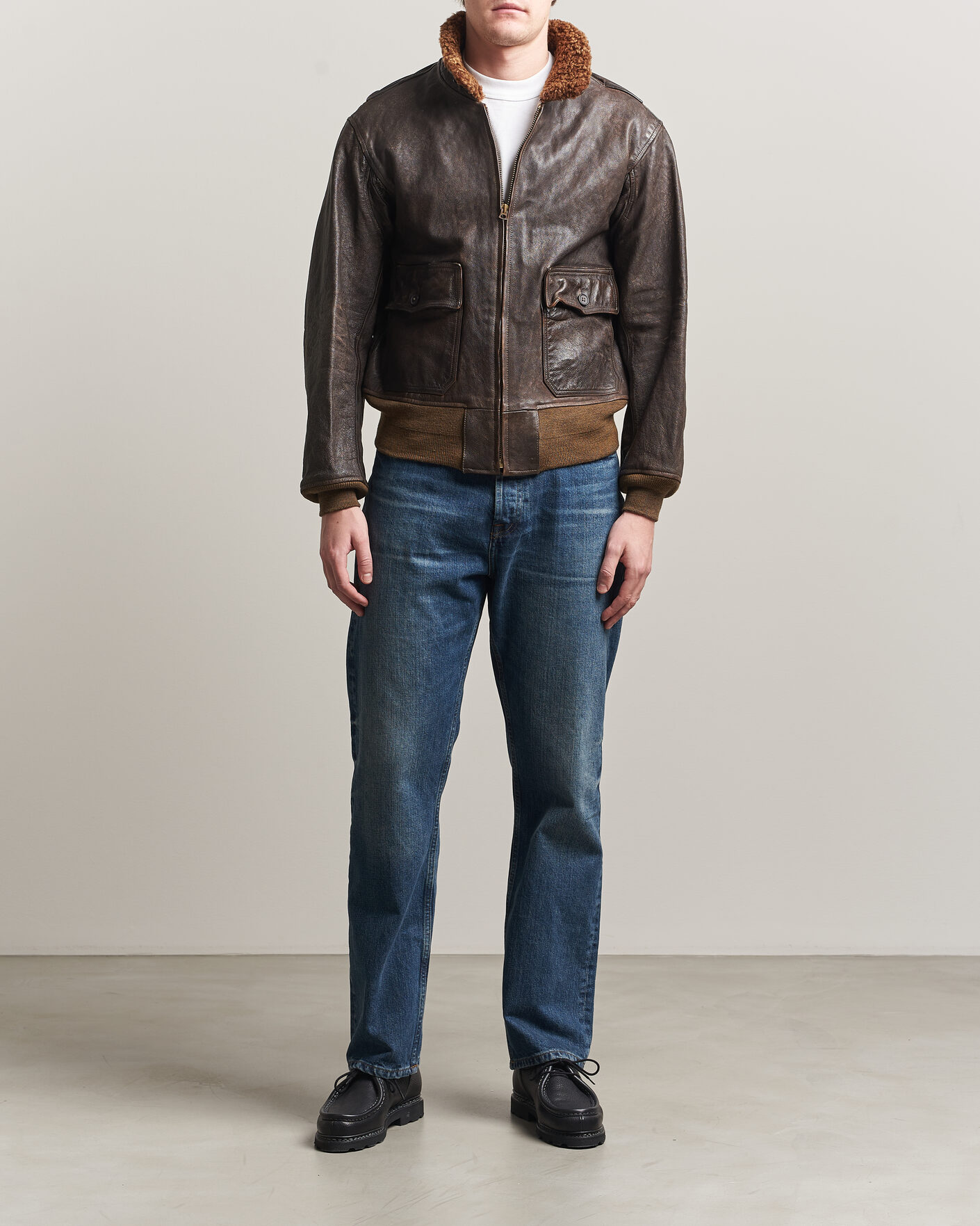 Uomini | Giacche | RRL | Pratt Leather Jacket Vintage Brown