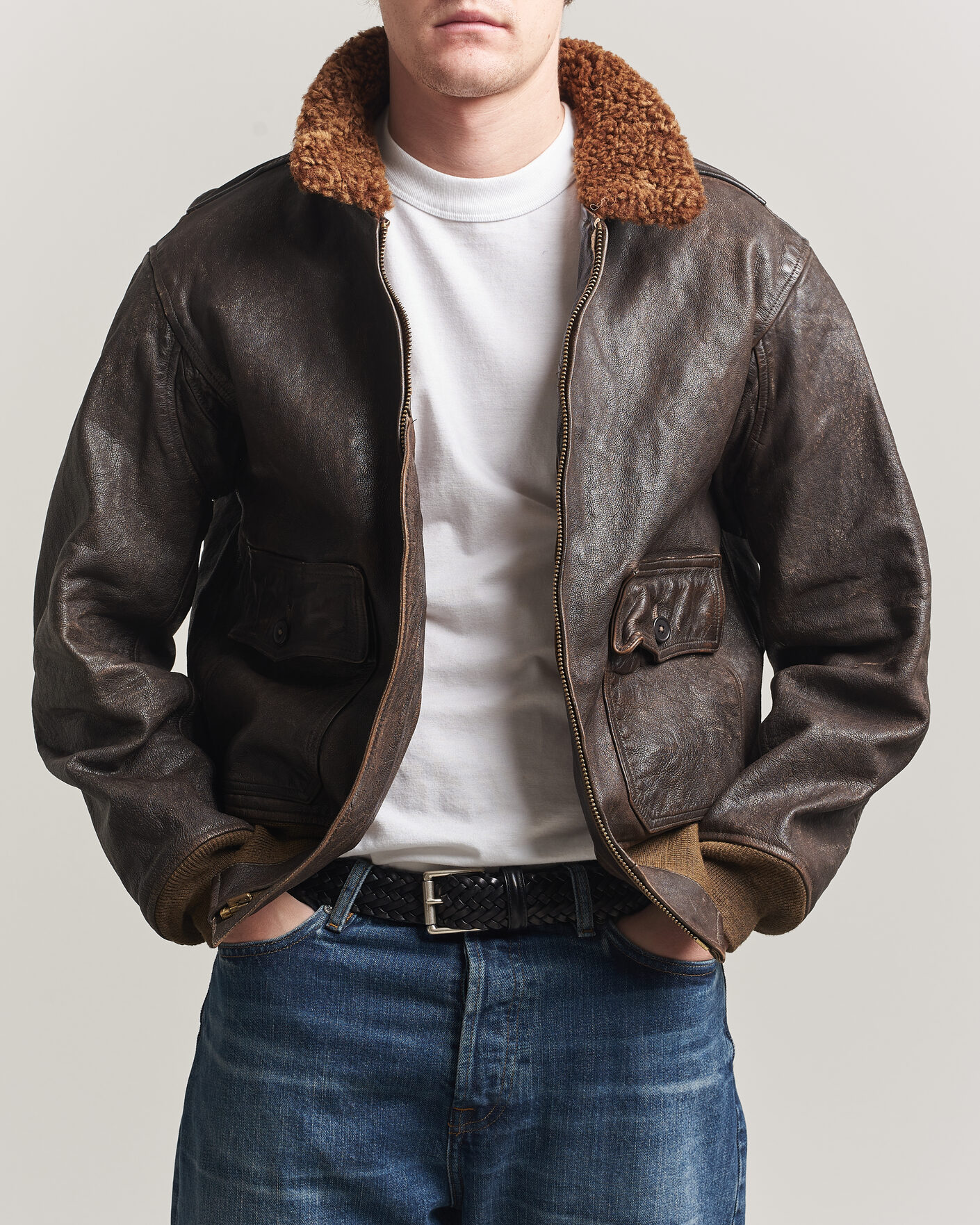 Uomini | Giacche | RRL | Pratt Leather Jacket Vintage Brown