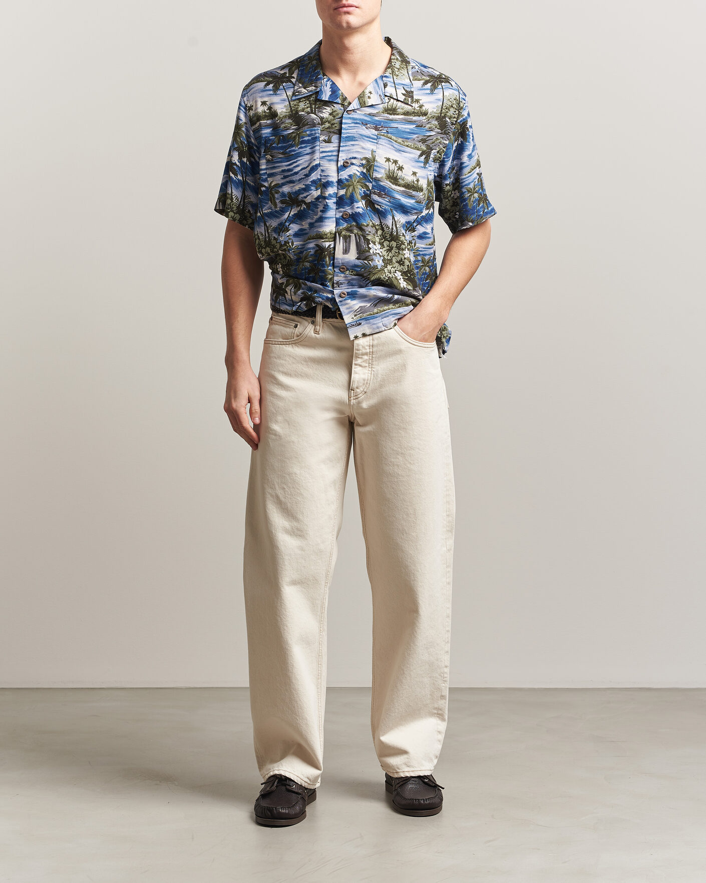 Uomini | Camicie | RRL | Printed Camp Shirt Blue