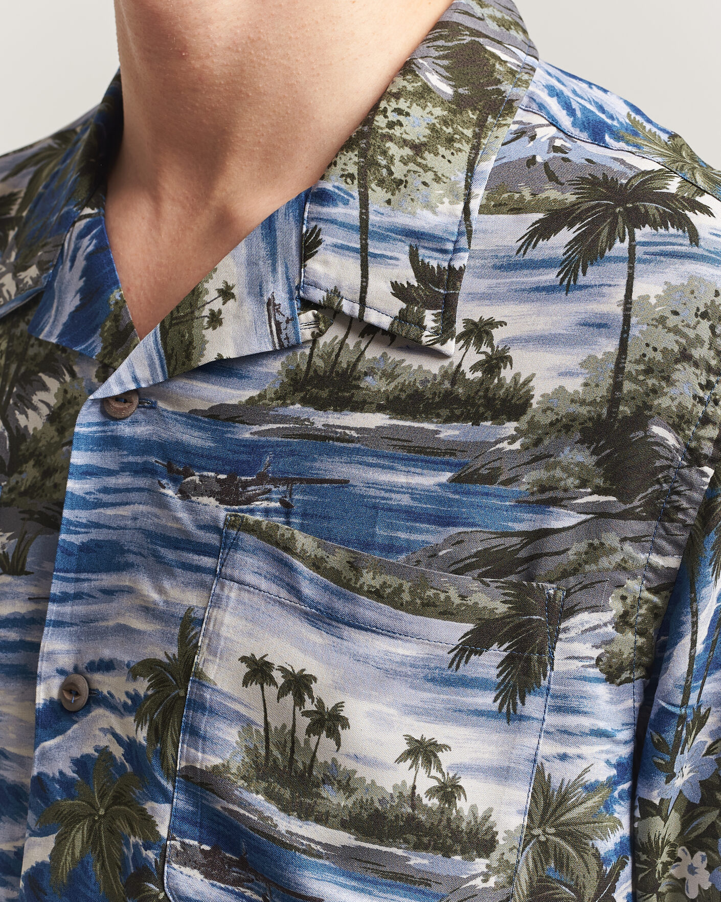 Uomini | Camicie | RRL | Printed Camp Shirt Blue