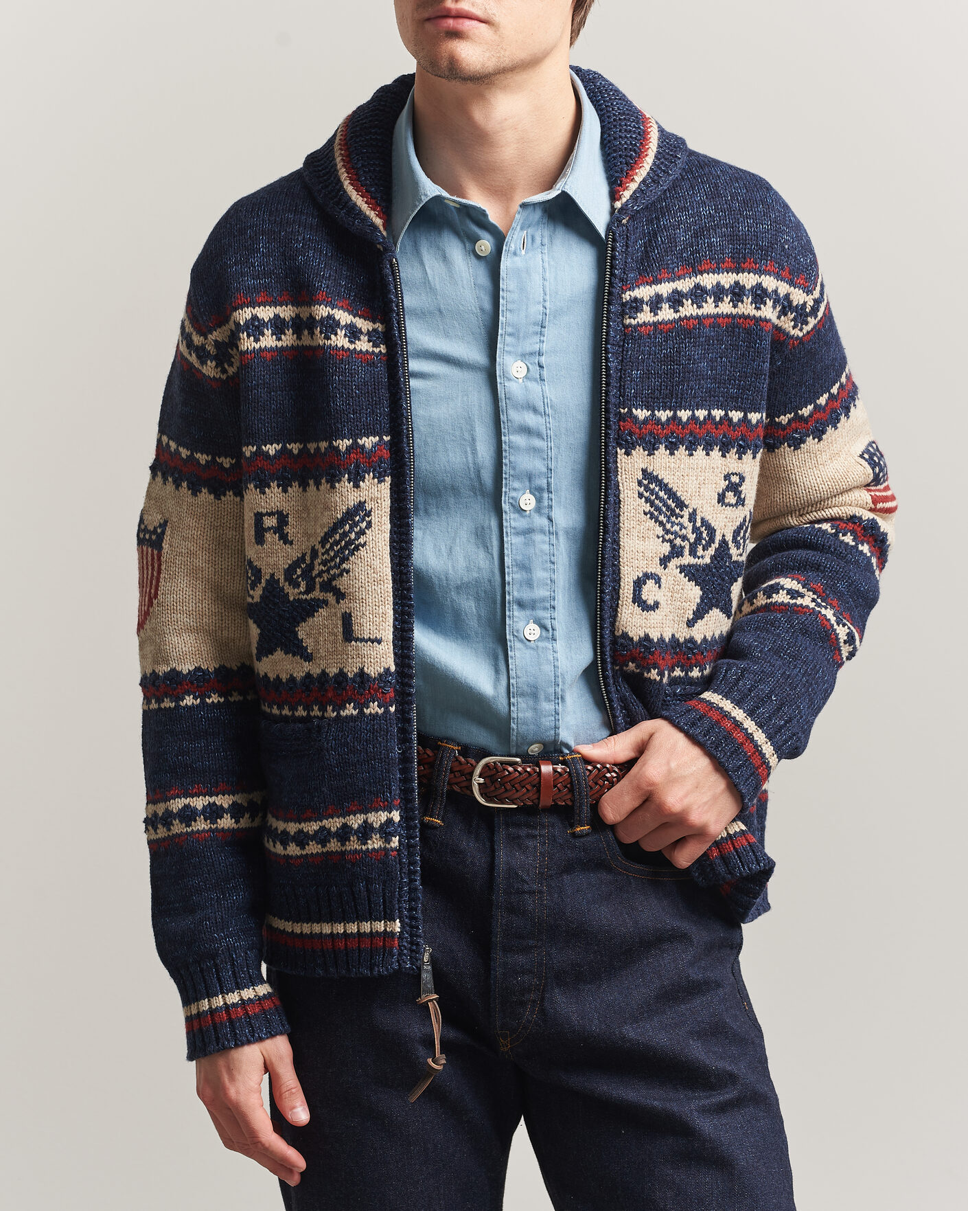 Uomini | Maglieria | RRL | Jacquard Shawl Cardigan Indigo