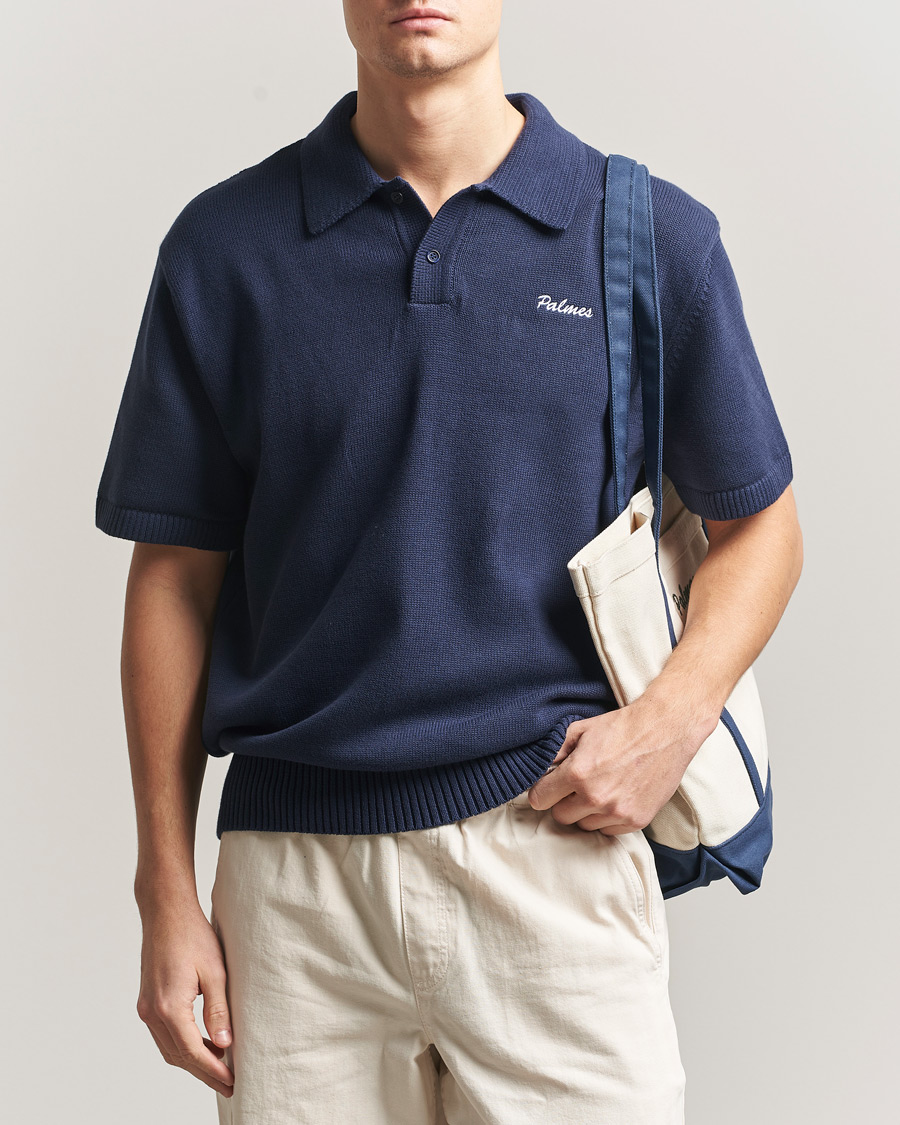 Uomini | Polo | Palmes | Cotton Knit Polo Navy