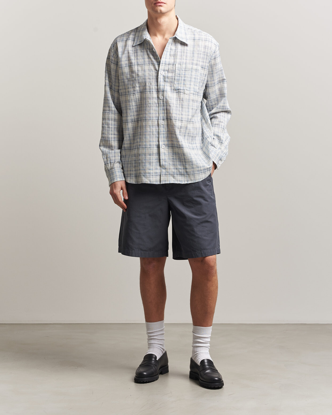Uomini | Camicie | Palmes | Cotton/Linen Shirt Light Blue Check