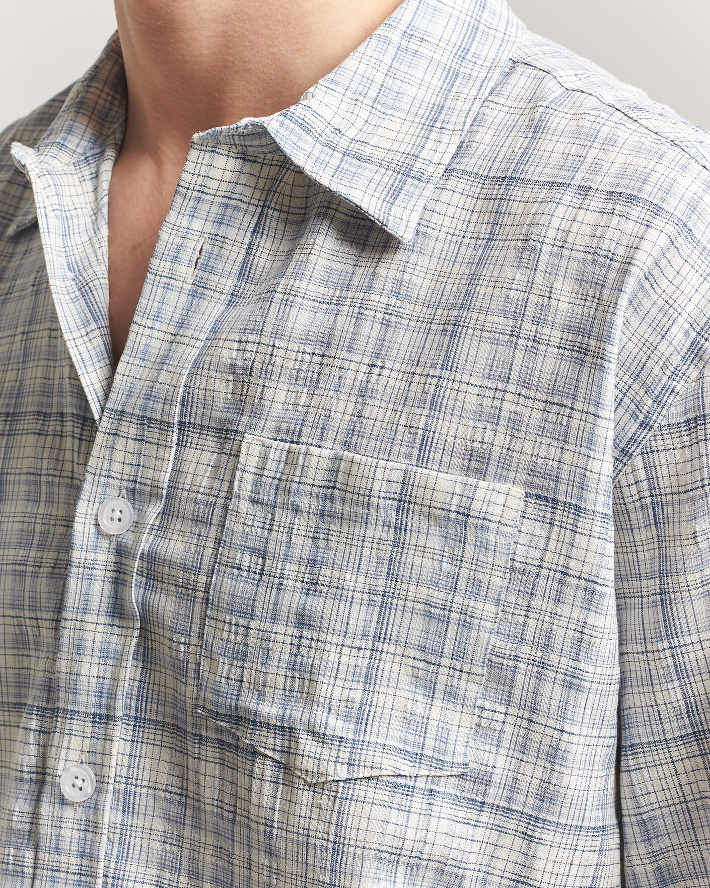 Uomini | Camicie | Palmes | Cotton/Linen Shirt Light Blue Check