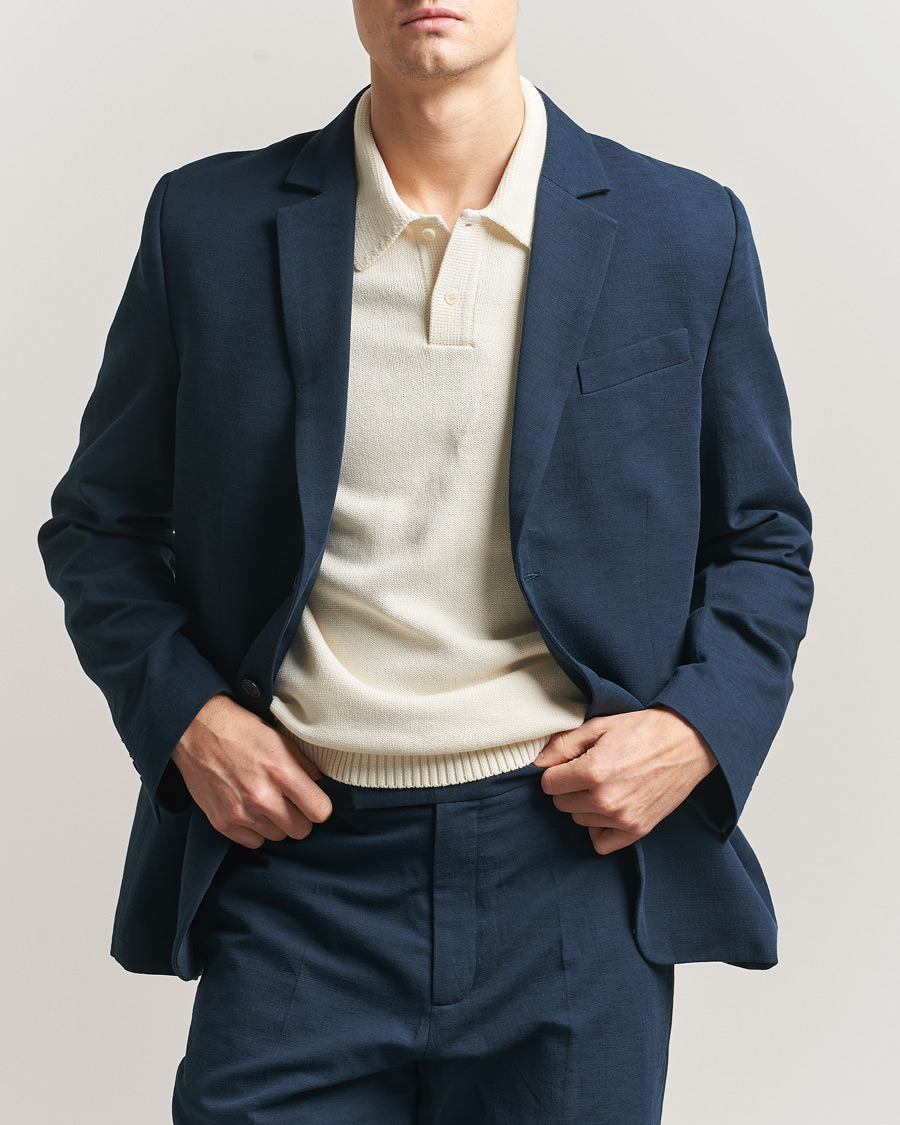 Uomini | Blazers | Palmes | Single Breasted Cotton Blazer Navy