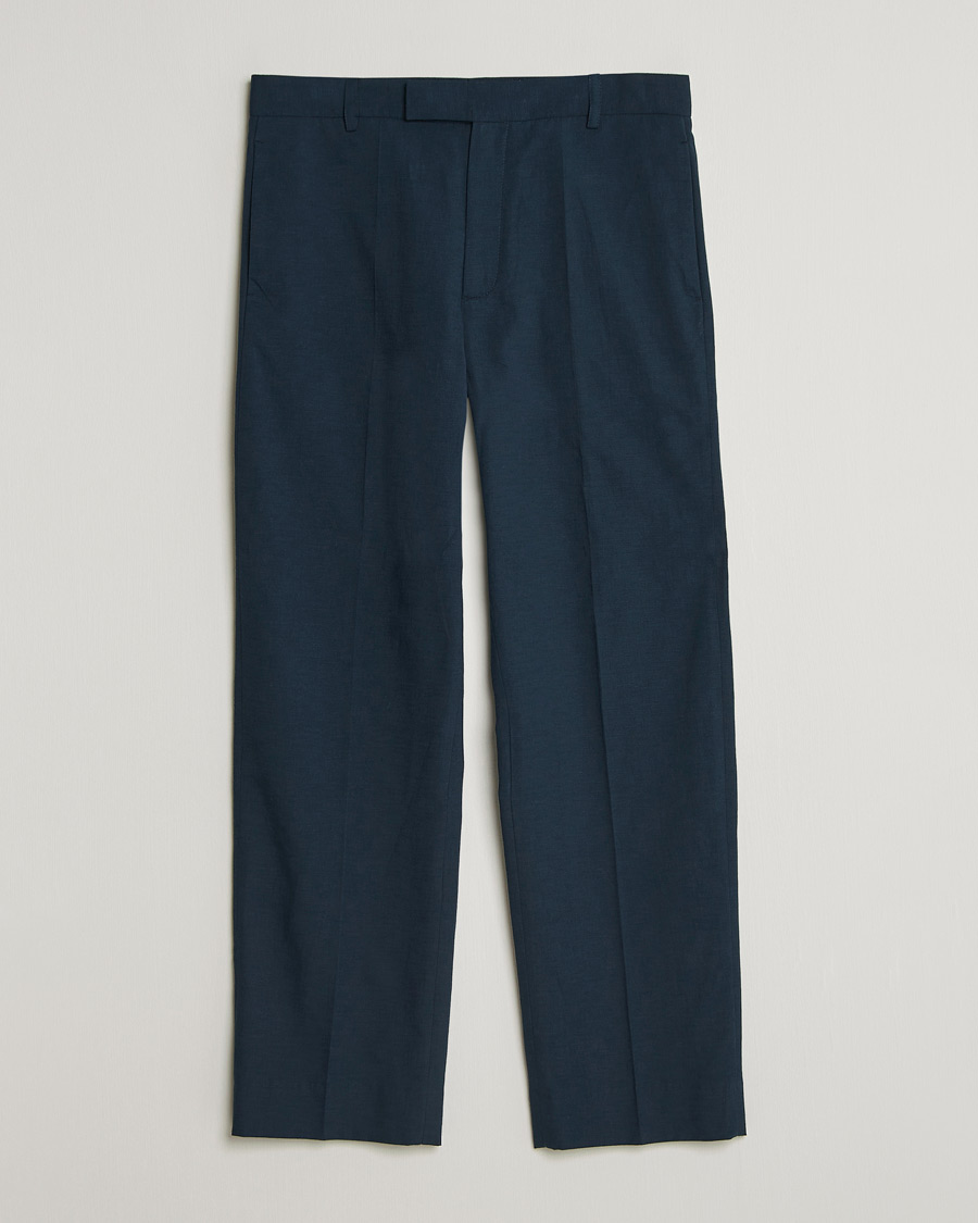 Uomini | Pantaloni | Palmes | Pleated Cotton Trousers Navy