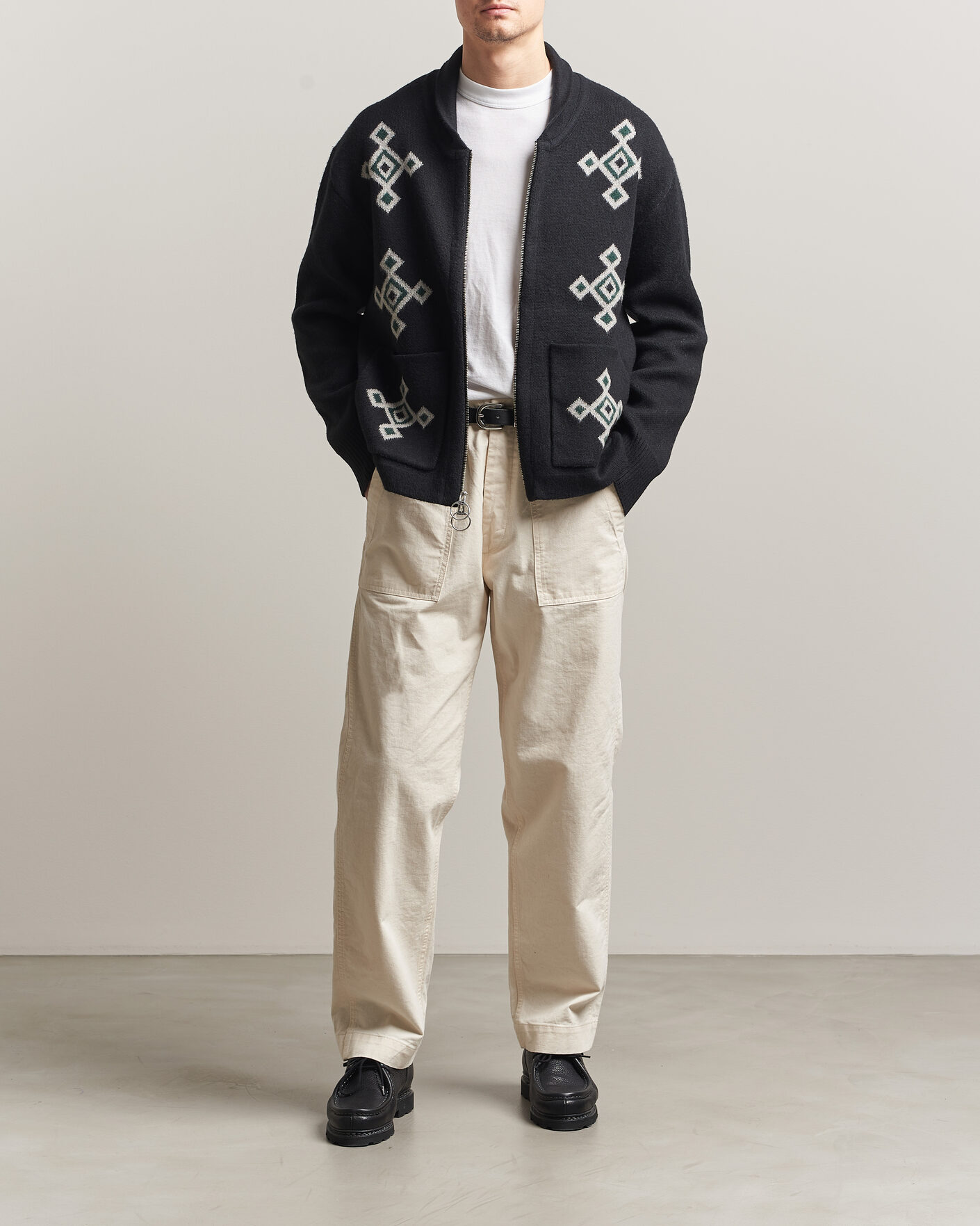 Uomini | Maglieria | Pendleton | Jacquard Motif Zip Cardigan Midnight