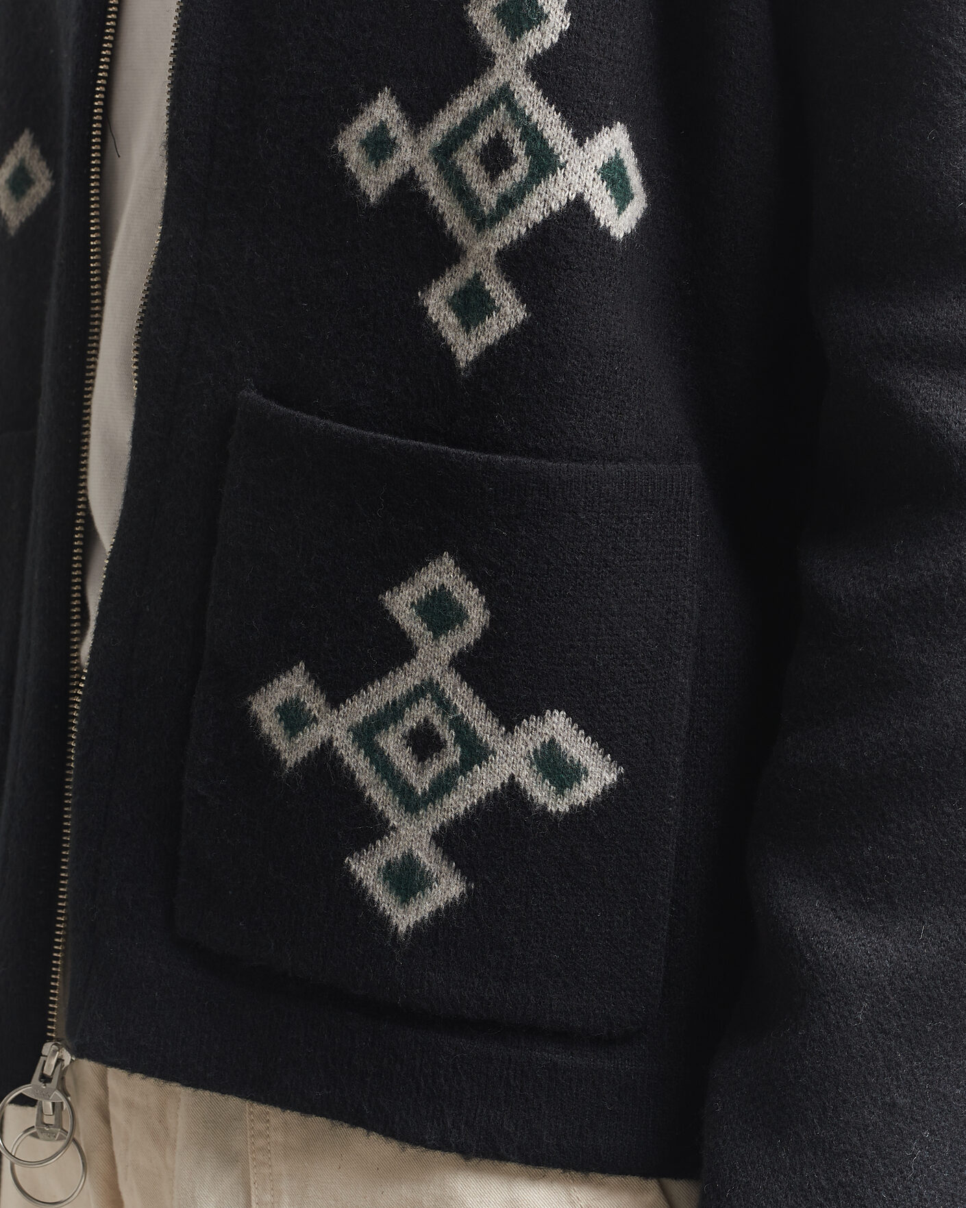 Uomini | Maglieria | Pendleton | Jacquard Motif Zip Cardigan Midnight