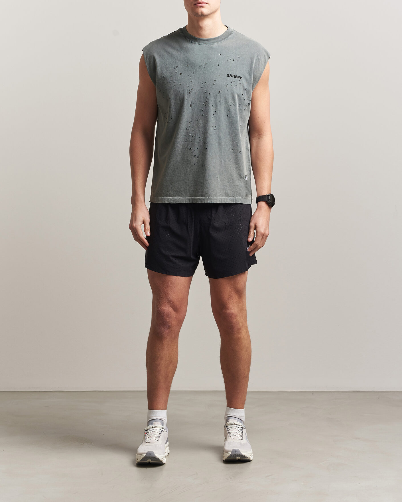 Uomini | T-shirt | Satisfy | MothTech Muscle Tee Faded Black