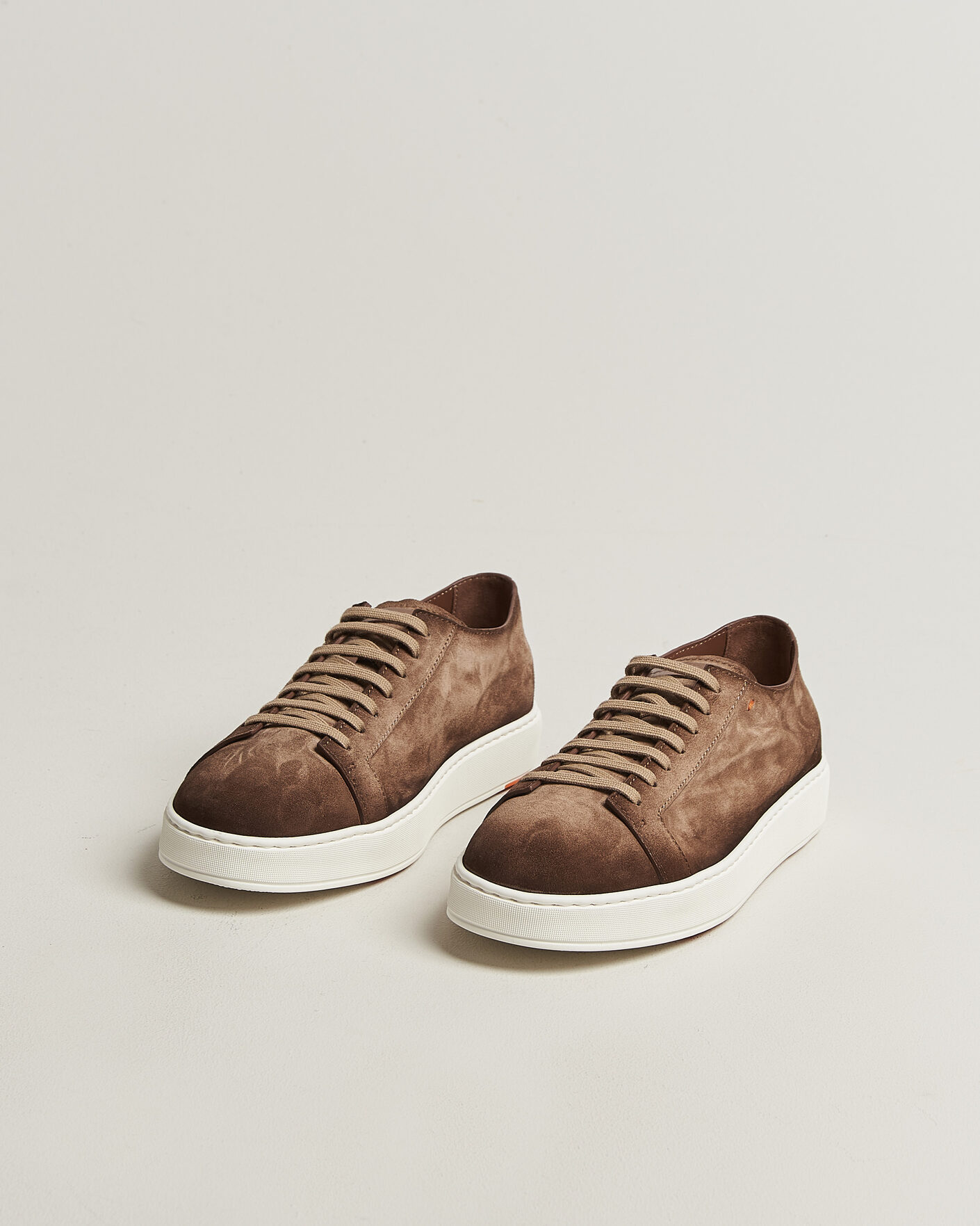Uomini | Sneakers | Santoni | Cleanic Silk Suede Sneakers Dark Brown