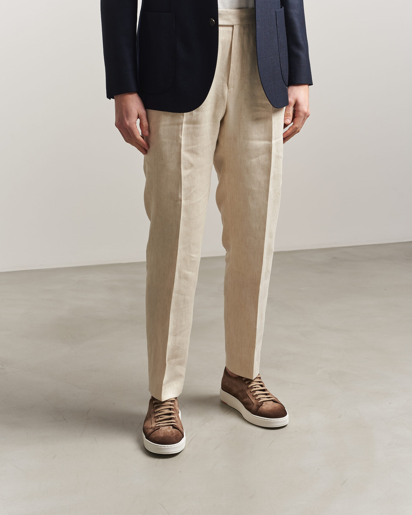 Uomini | Sneakers | Santoni | Cleanic Silk Suede Sneakers Dark Brown