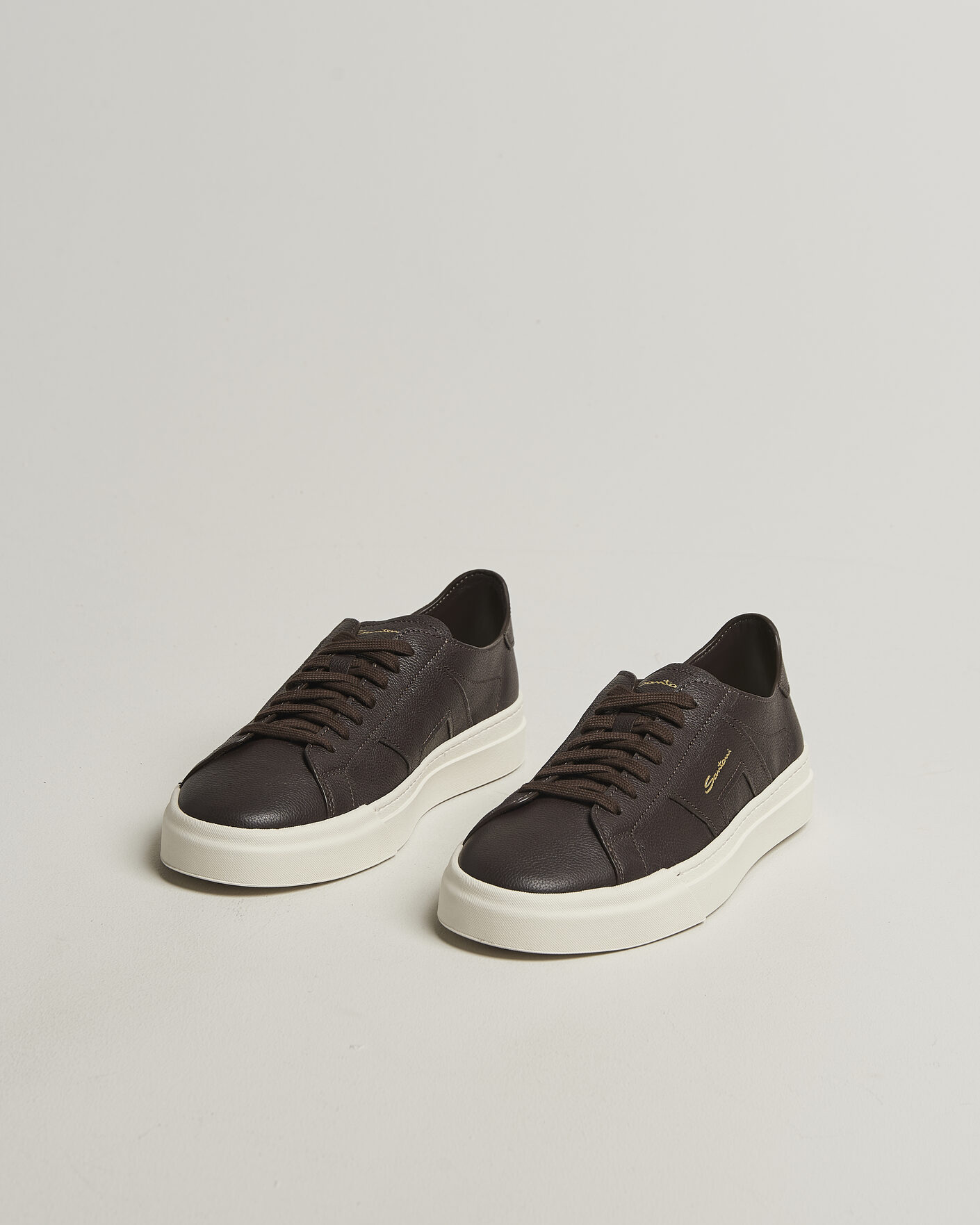 Uomini | Sneakers | Santoni | Double Buckle Sneakers Dark Brown Calf