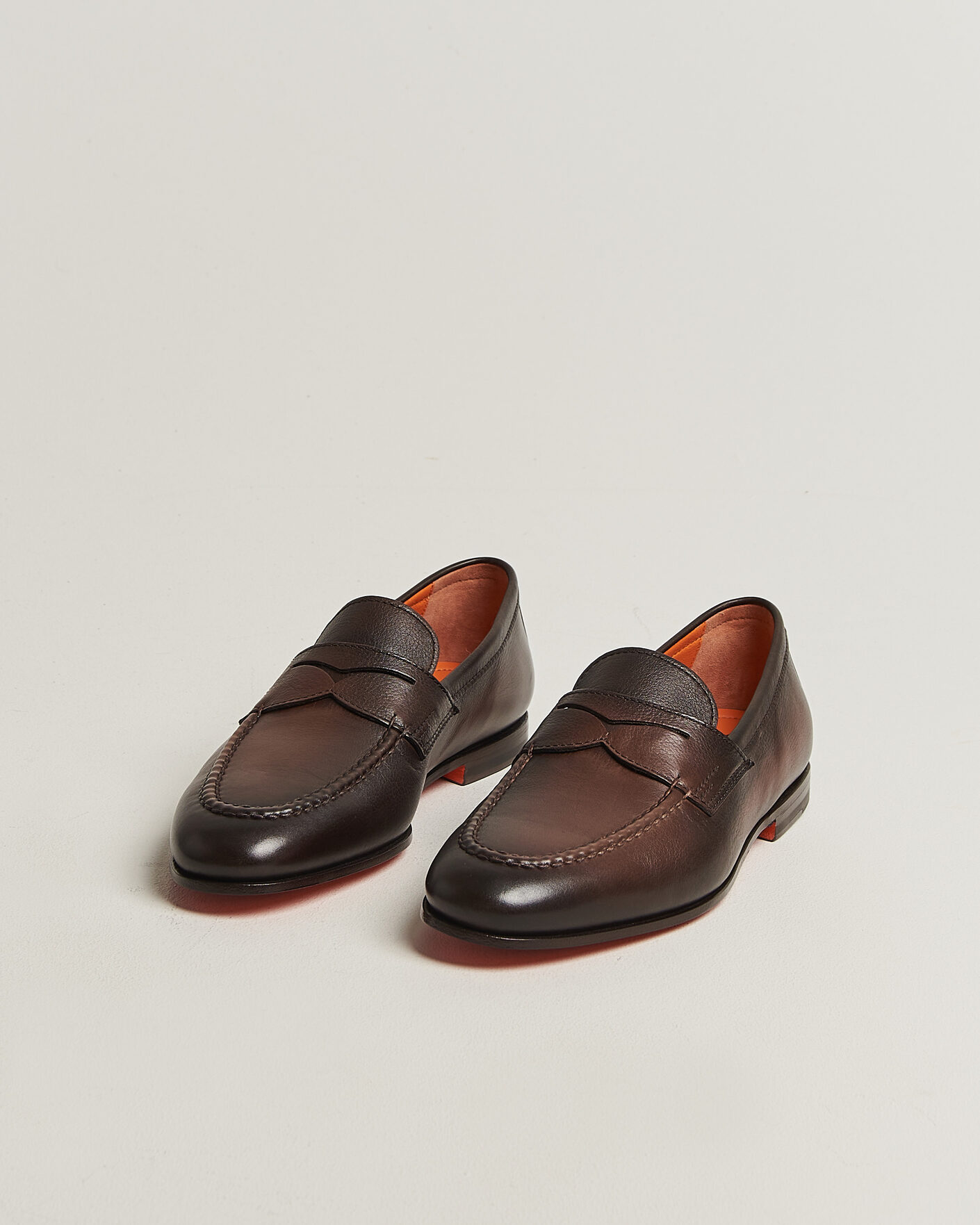 Uomini | Mocassini | Santoni | Penny Loafers Dark Brown Calf
