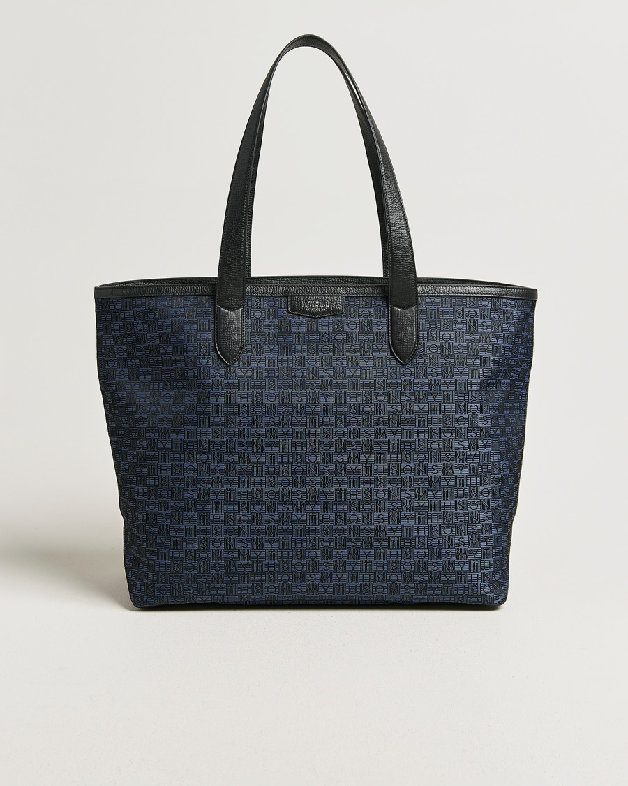 Uomini | Borse | Smythson | Canvas Stamp Tote Navy