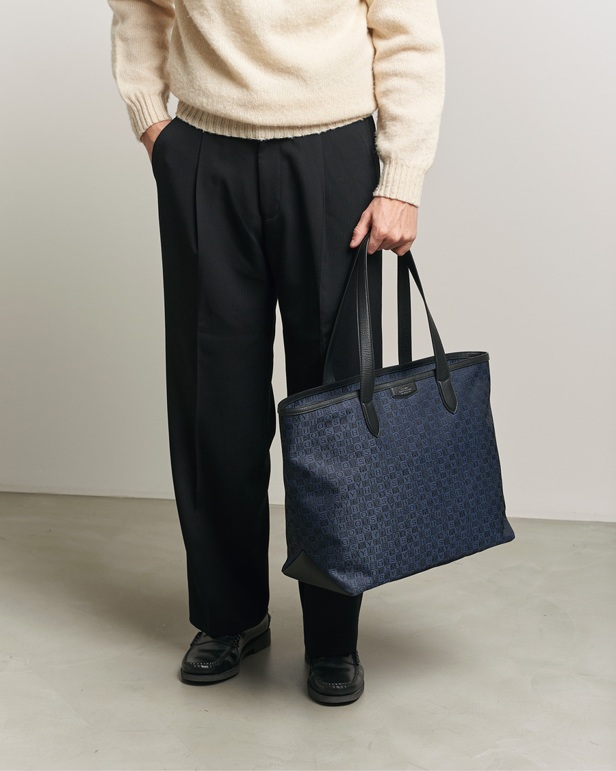 Uomini | Borse | Smythson | Canvas Stamp Tote Navy