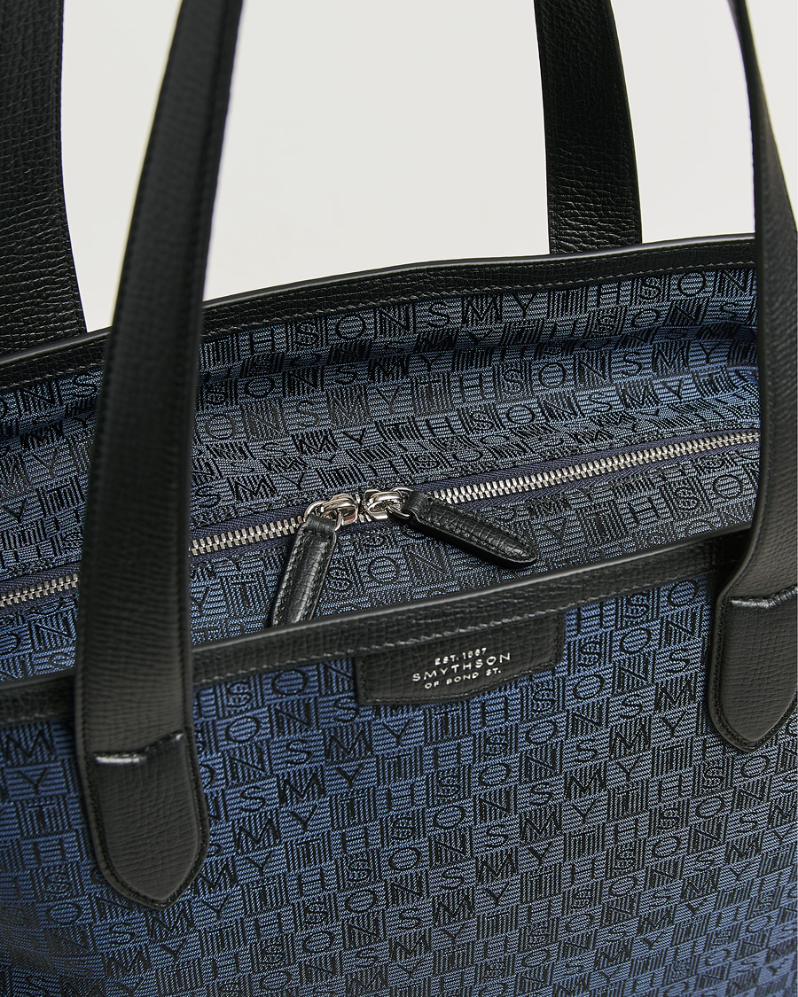 Uomini | Borse | Smythson | Canvas Stamp Tote Navy