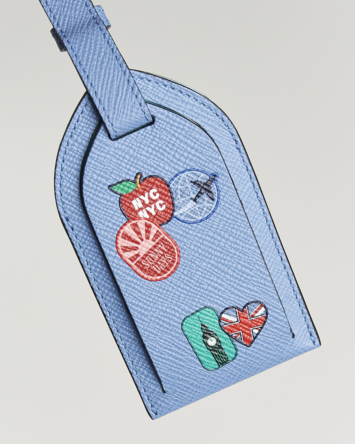 Uomini | Casa | Smythson | Panama Luggage Tag Sticker Nile Blue