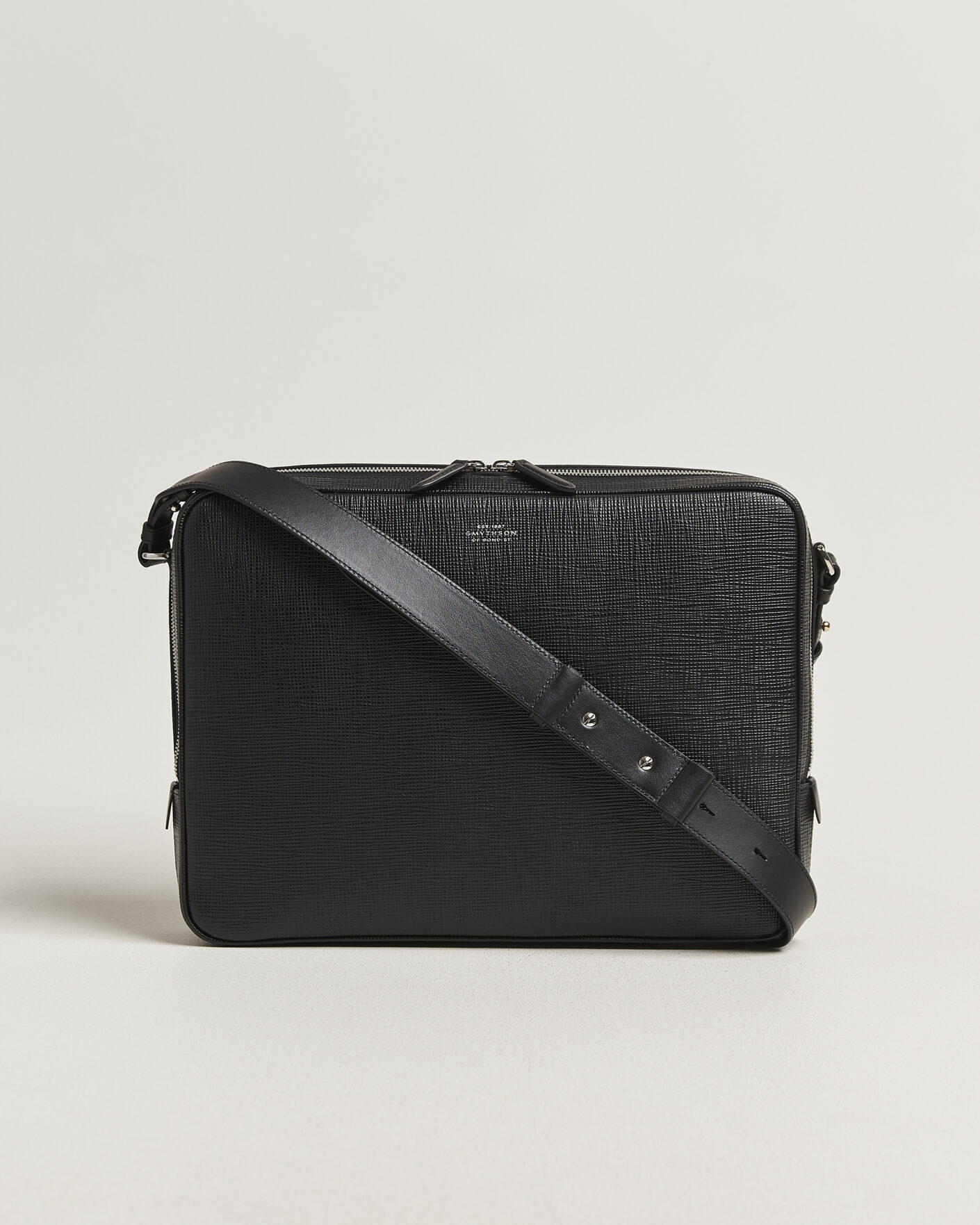 Uomini | Borse | Smythson | Panama Slim Messenger Bag Black