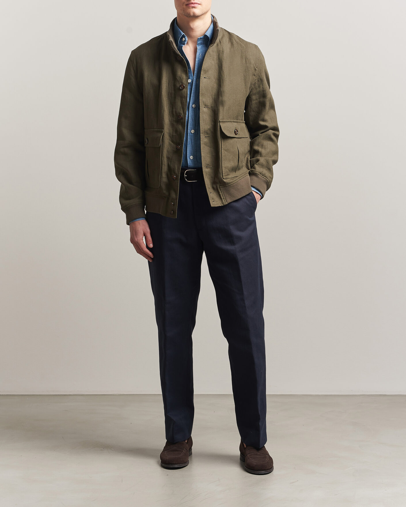 Uomini | Giacche | Valstar | Valstarino Linen Jacket Olive