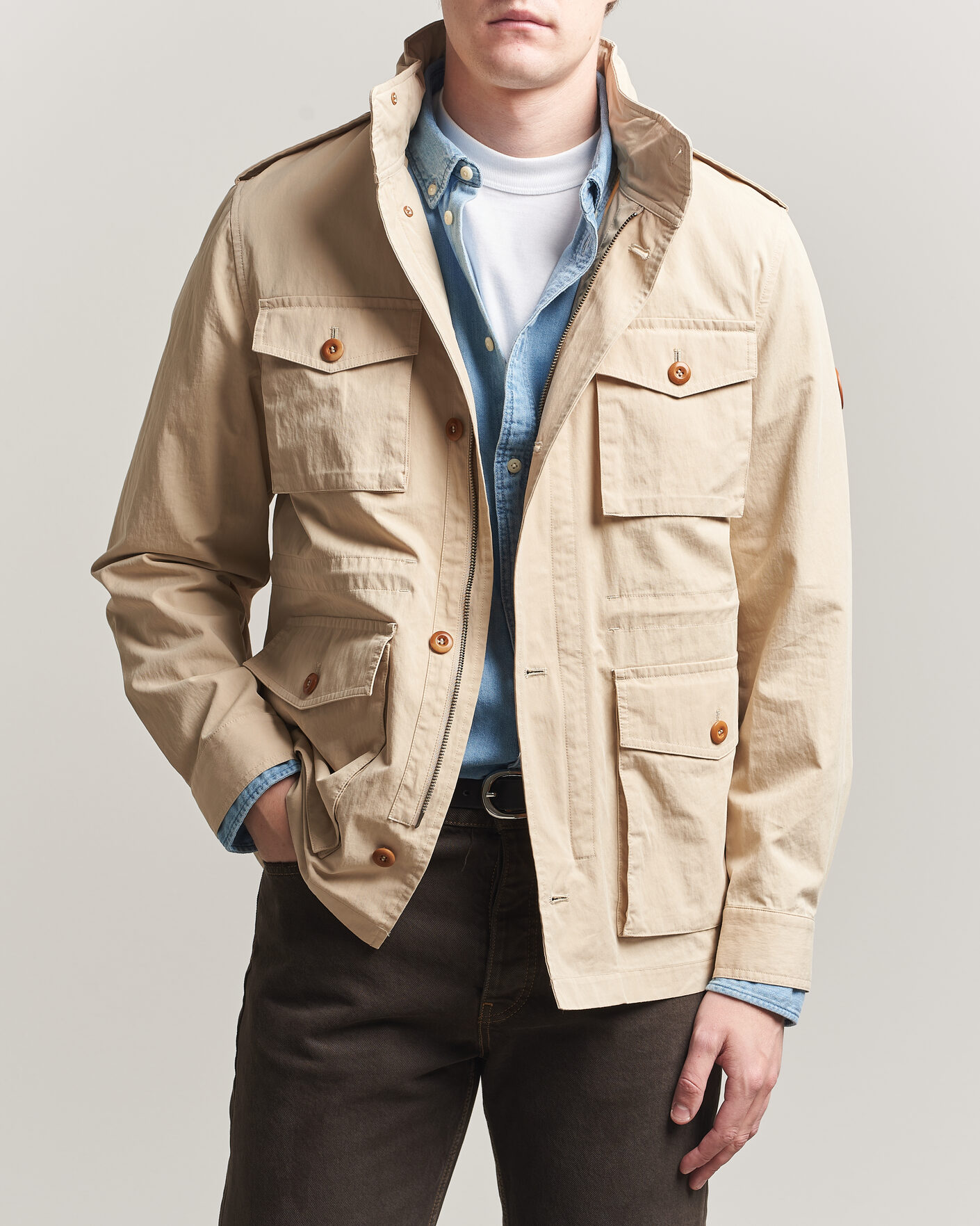 Uomini | Giacche | GANT | Cotton Field Jacket Oat Beige