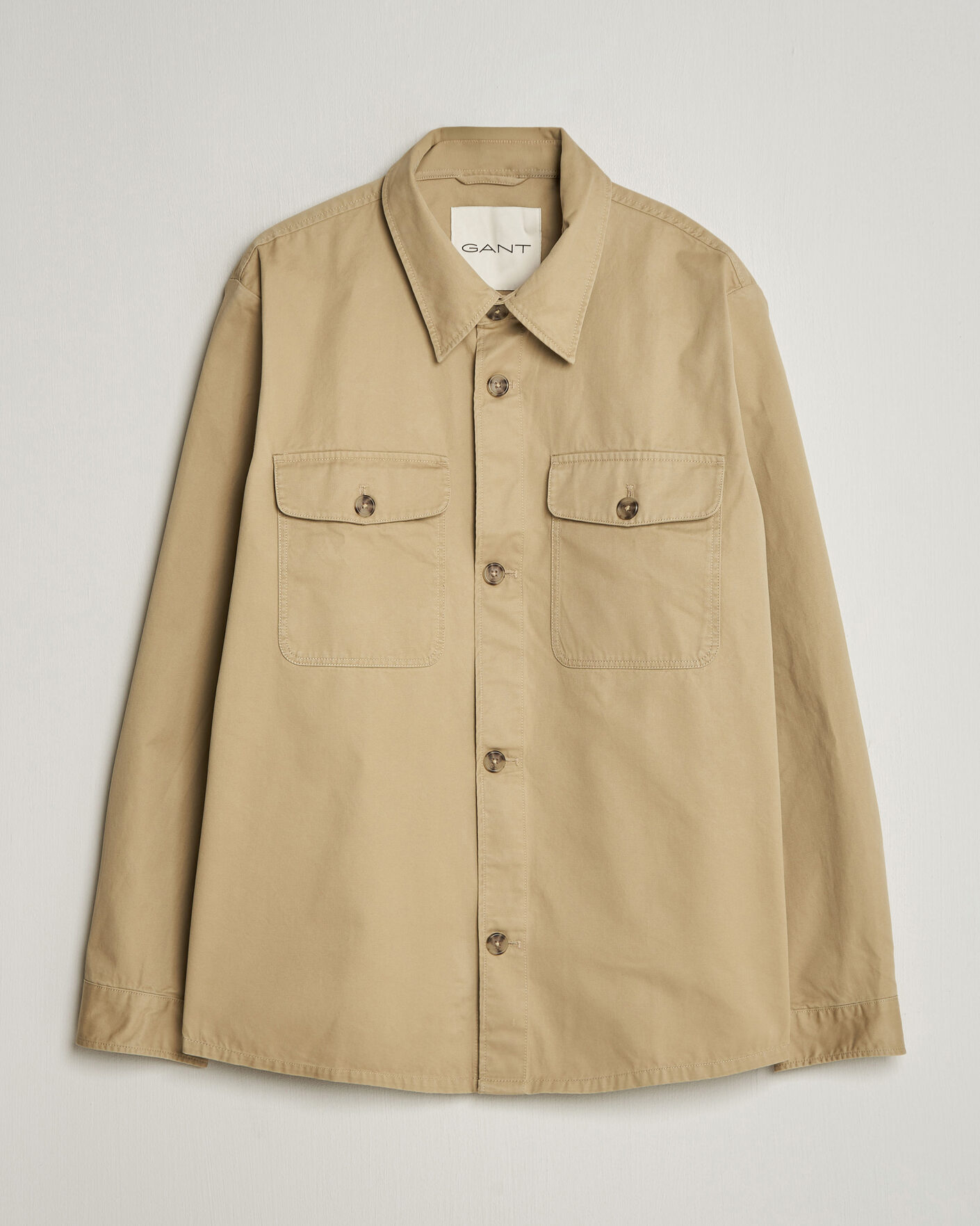 Uomini | Camicie | GANT | Regular Fit Cotton Twill Overshirt Woody Beige
