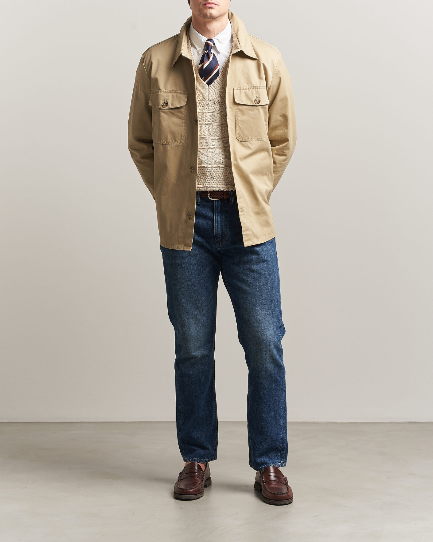 Uomini | Camicie | GANT | Regular Fit Cotton Twill Overshirt Woody Beige