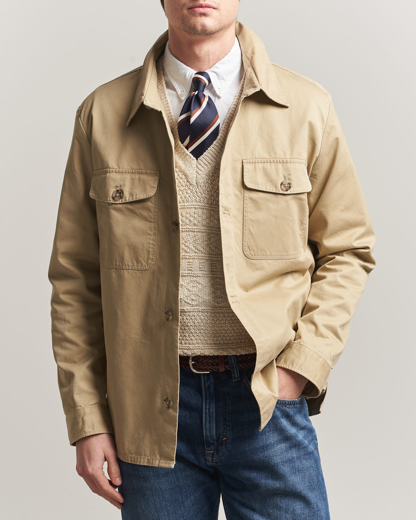 Uomini | Camicie | Gant | Regular Fit Cotton Twill Overshirt Woody Beige