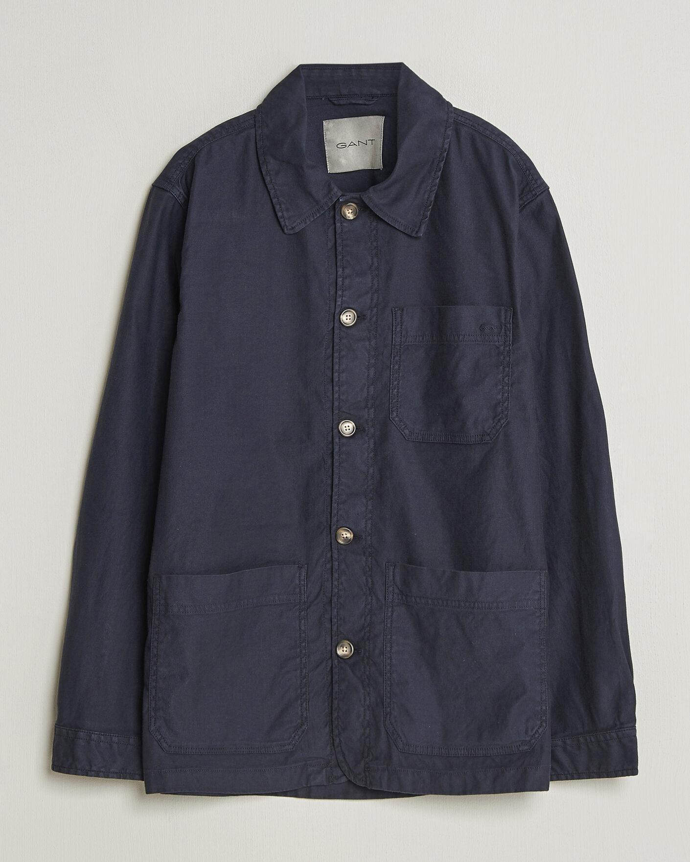 Uomini | Camicie | Gant | Regular Fit Cotton/Linen Overshirt Evening Blue