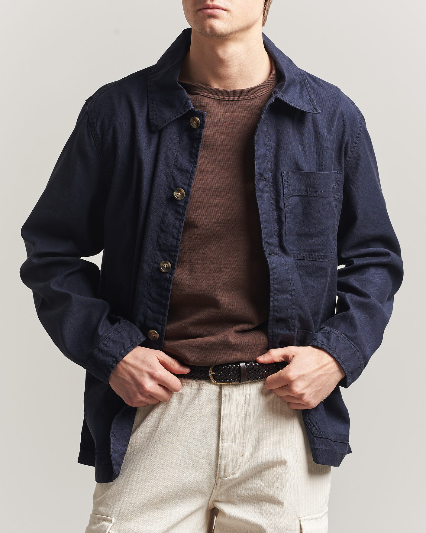 Uomini | Camicie | GANT | Regular Fit Cotton/Linen Overshirt Evening Blue