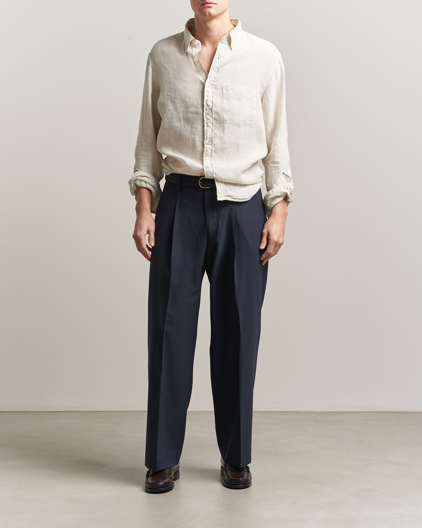 Uomini | Camicie | Gant | Regular Fit Garment Dyed Linen Shirt Sand