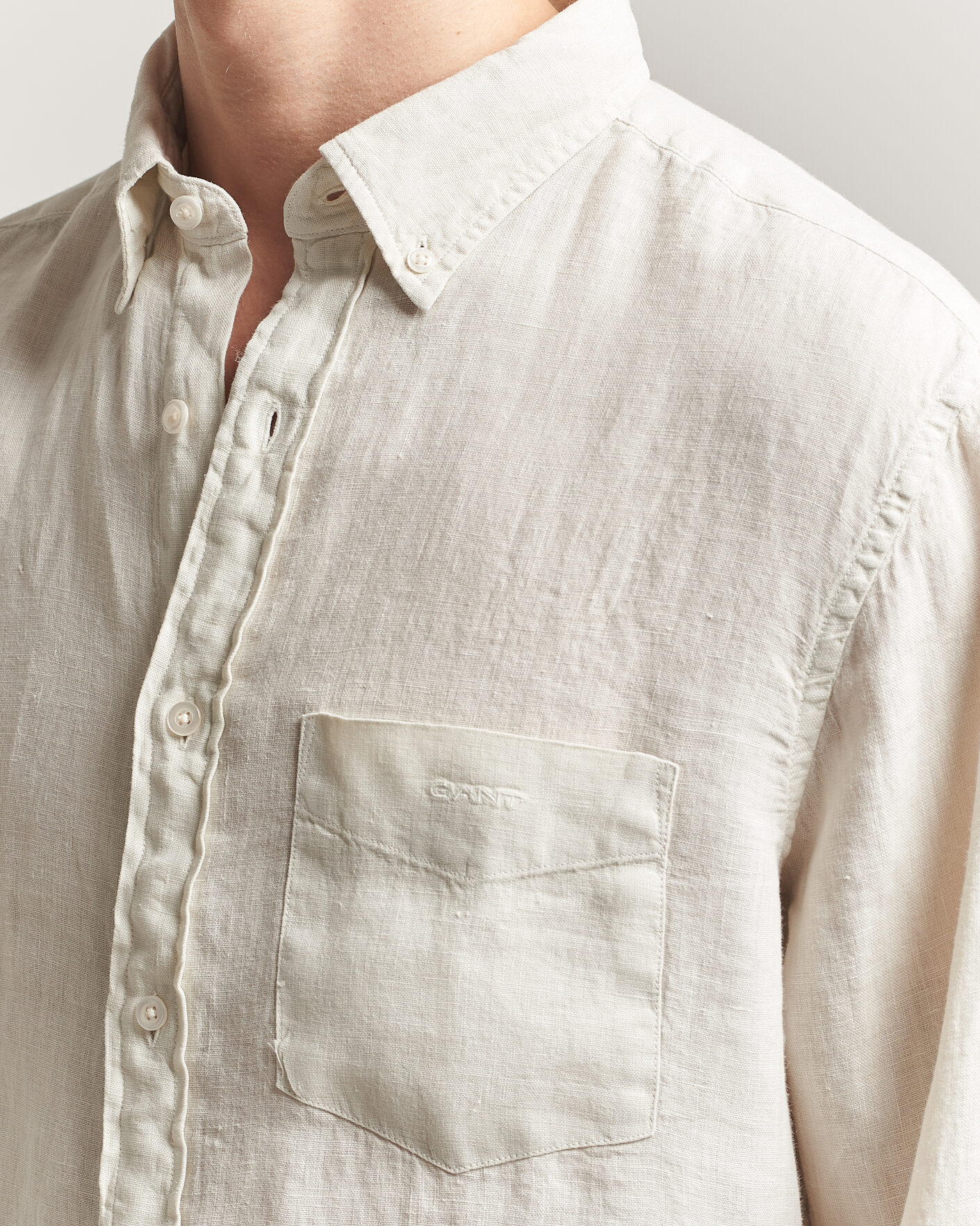 Uomini | Camicie | Gant | Regular Fit Garment Dyed Linen Shirt Sand
