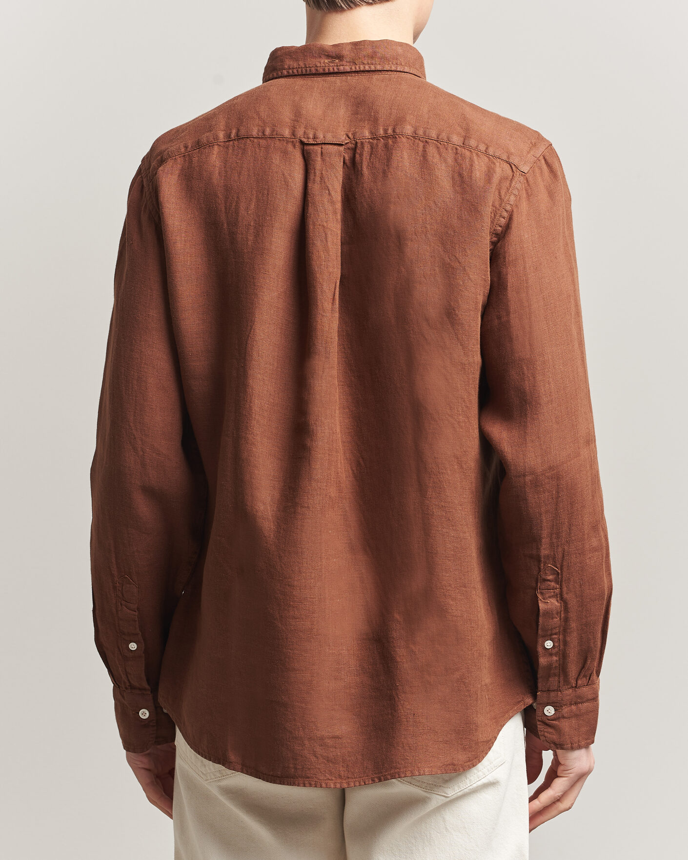 Uomini | Camicie | Gant | Regular Fit Garment Dyed Linen Shirt Mahogany Brown