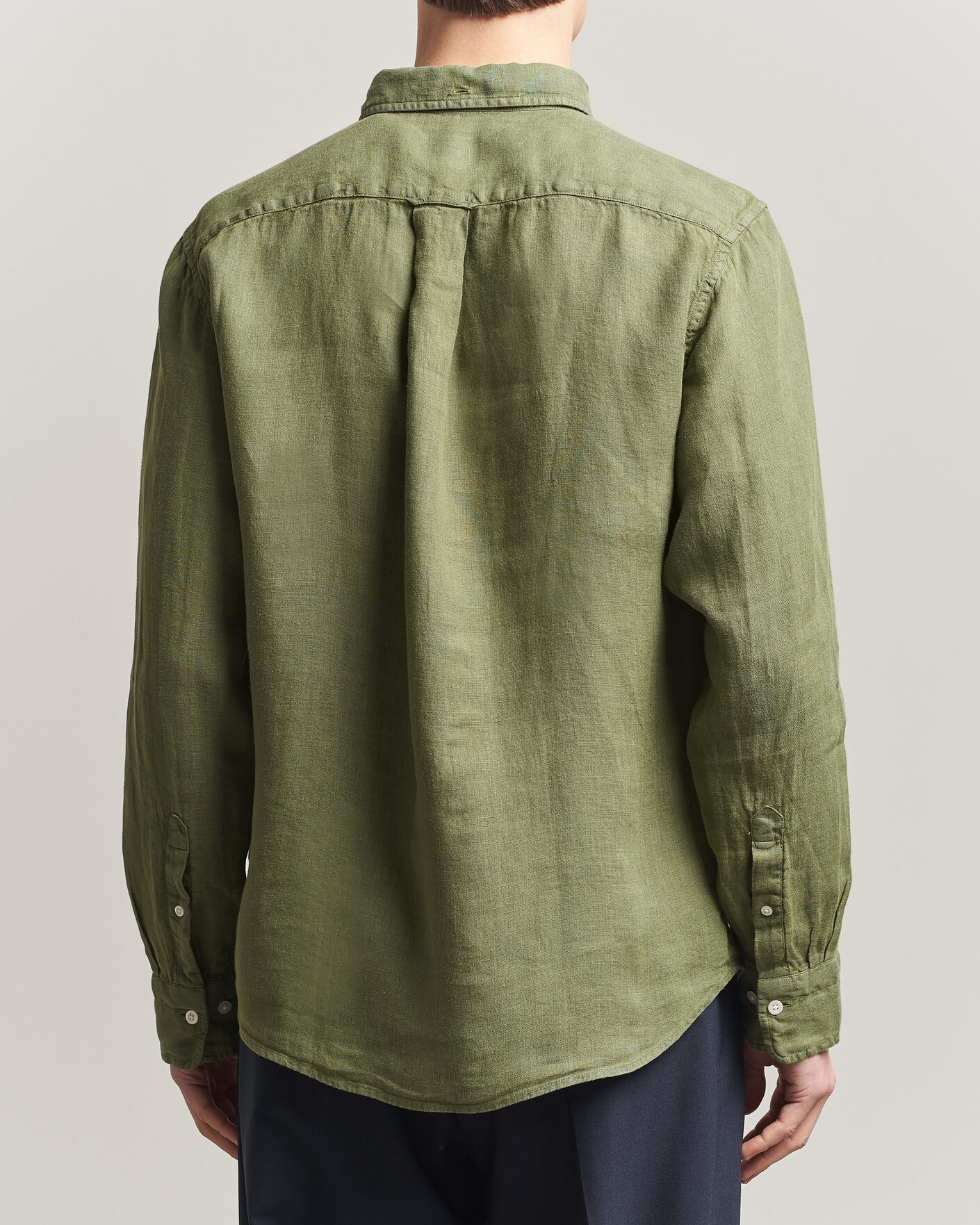 Uomini | Camicie | Gant | Regular Fit Garment Dyed Linen Shirt Dry Herb Green