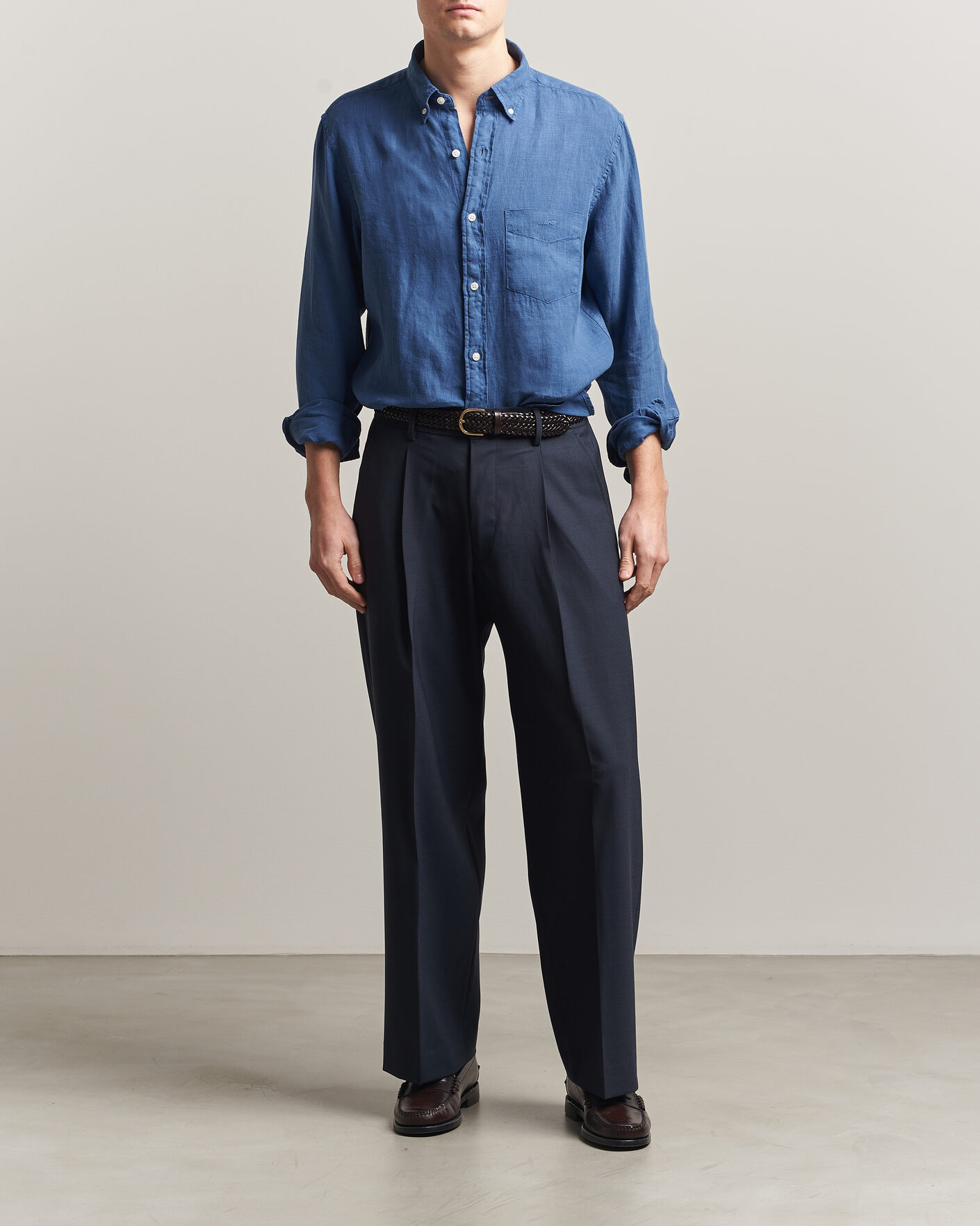 Uomini | Camicie | Gant | Regular Fit Garment Dyed Linen Shirt Vintage Blue