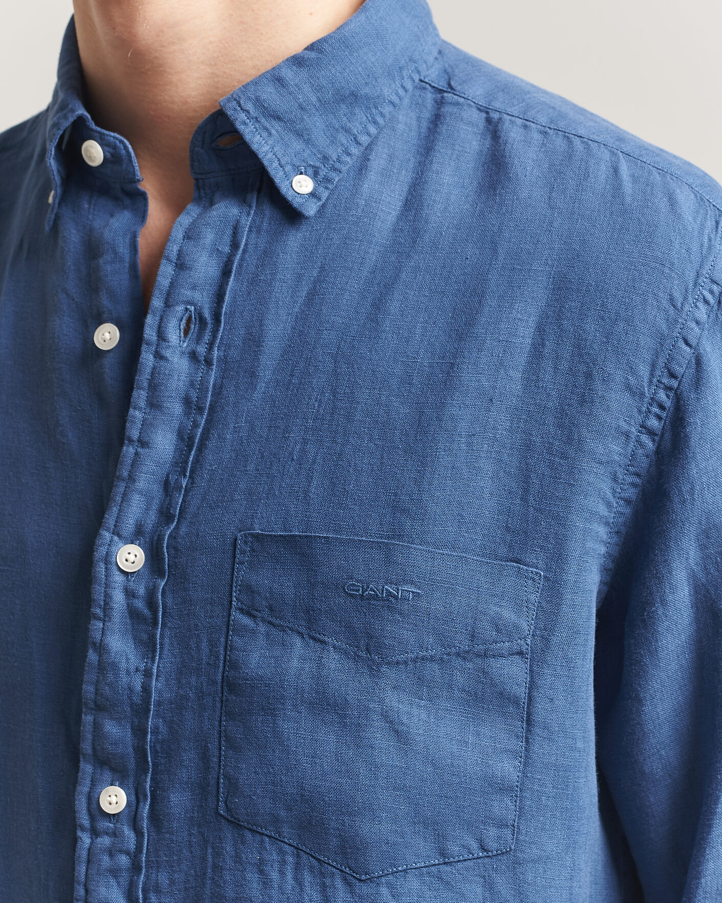 Uomini | Camicie | Gant | Regular Fit Garment Dyed Linen Shirt Vintage Blue