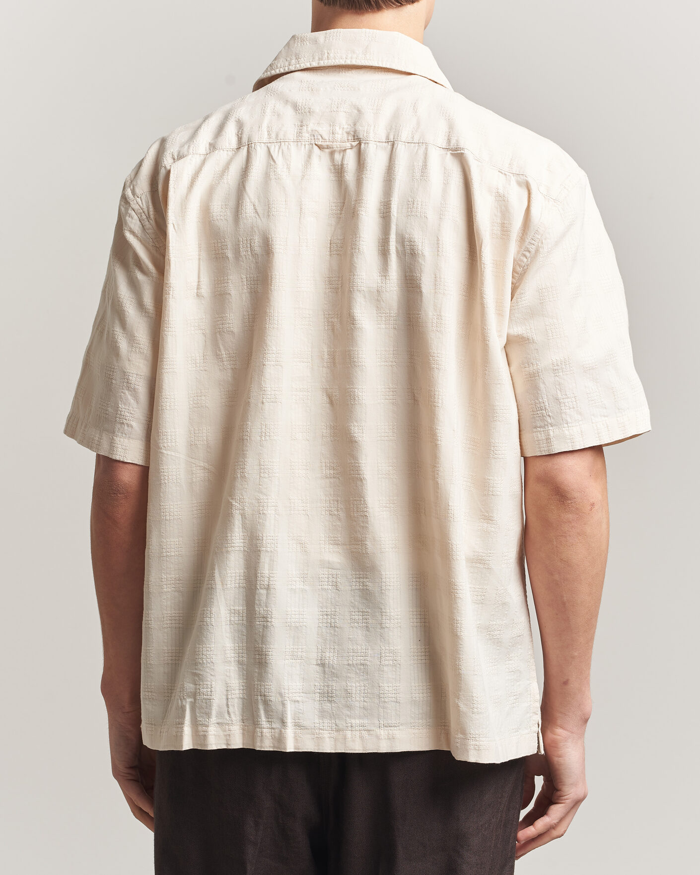 Uomini | Camicie | Gant | Relaxed Fit Textured Checked Camp Shirt Creamed White