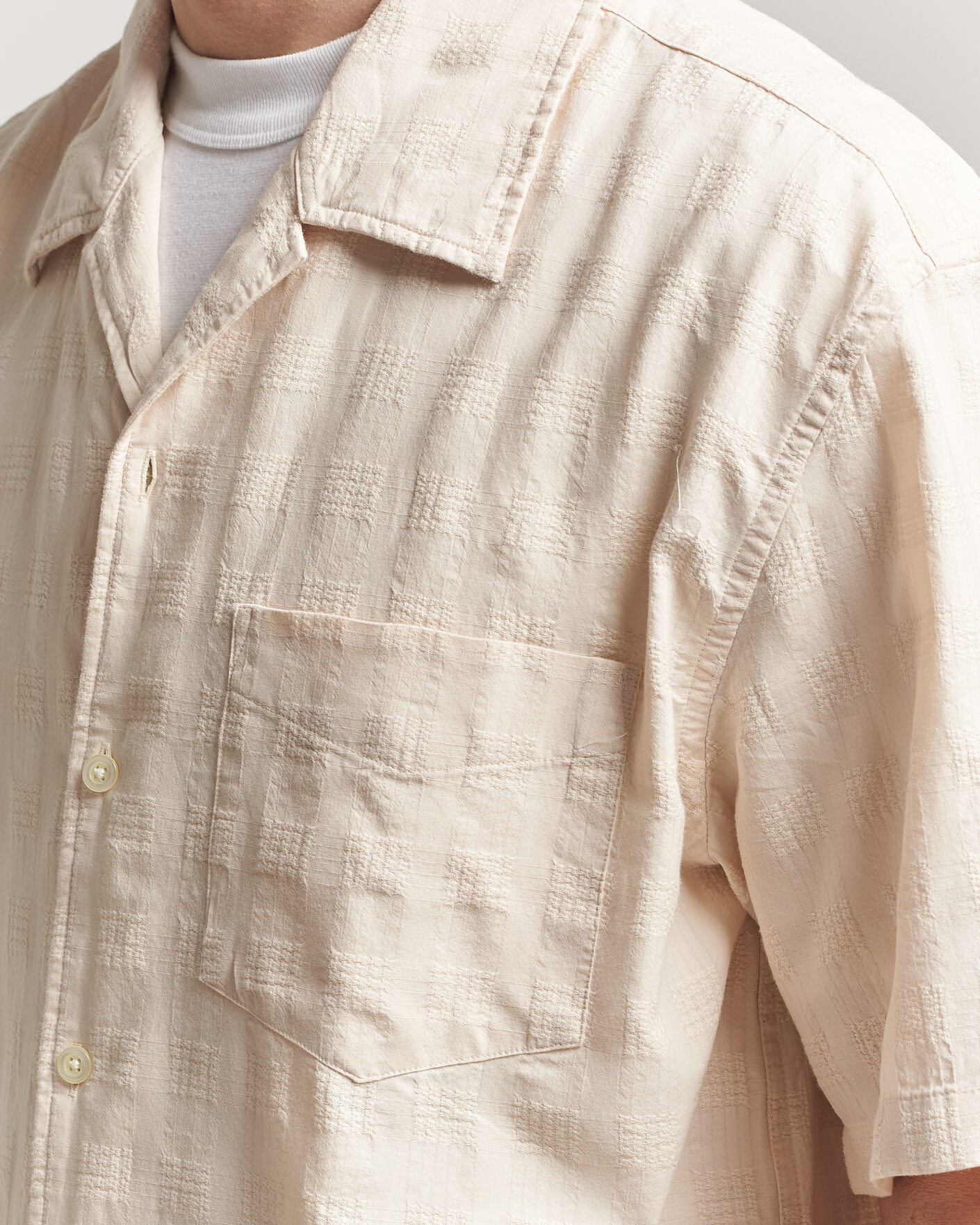 Uomini | Camicie | Gant | Relaxed Fit Textured Checked Camp Shirt Creamed White