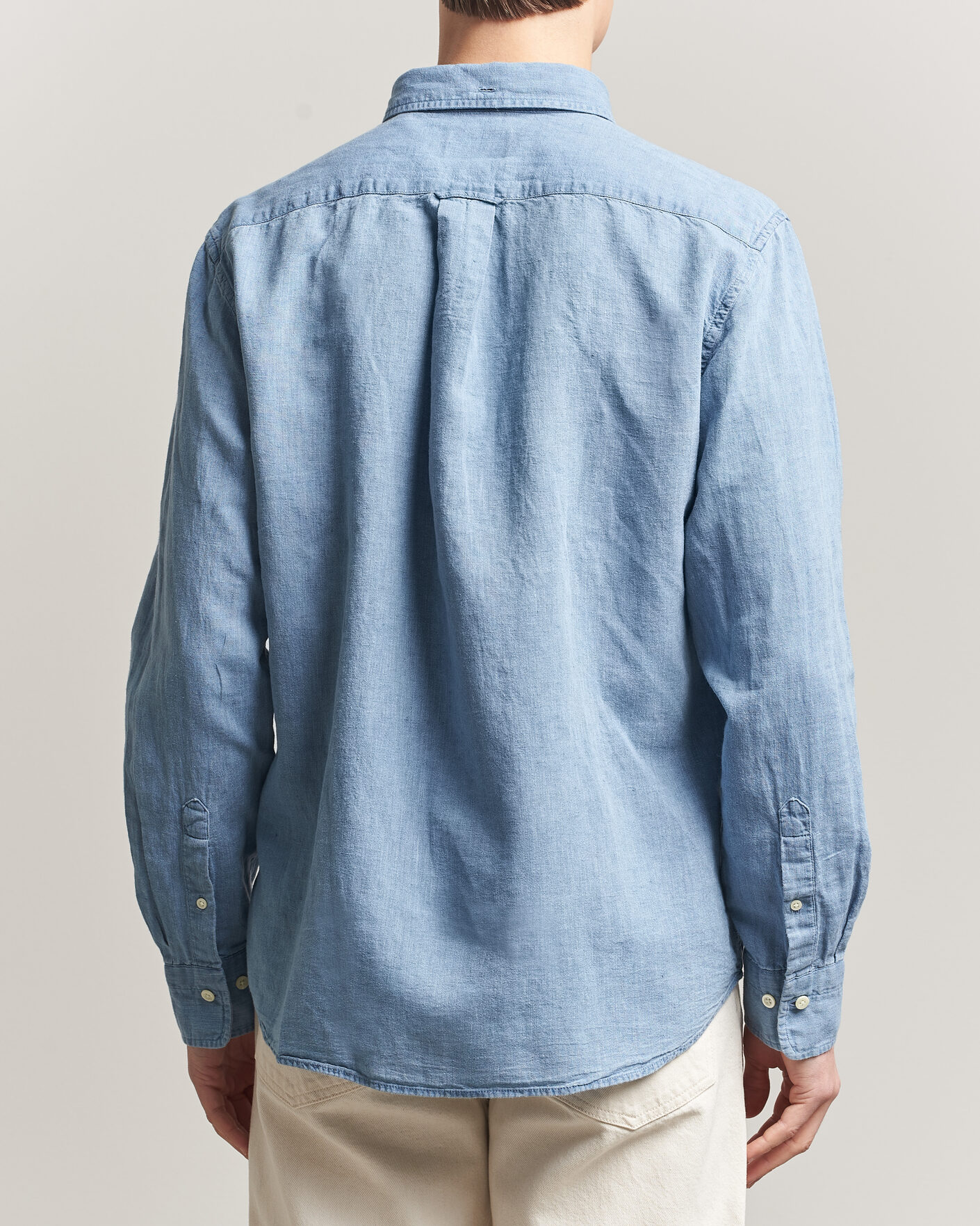 Uomini | Camicie | Gant | Regular Fit Cotton Linen Indigo Shirt Semi Light Blue