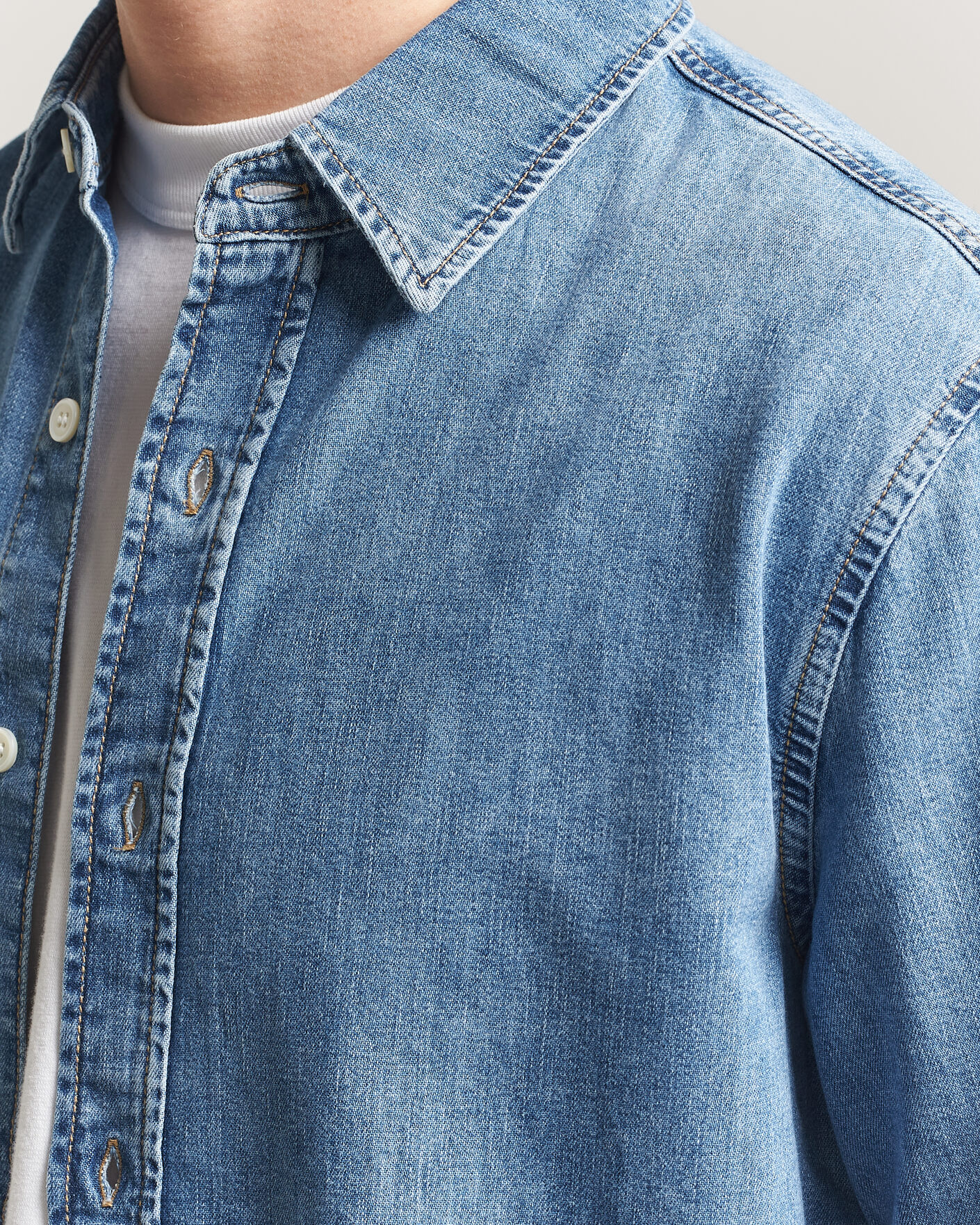 Uomini | Camicie | GANT | Regular Fit Denim Shirt Semi Light Blue Worn In