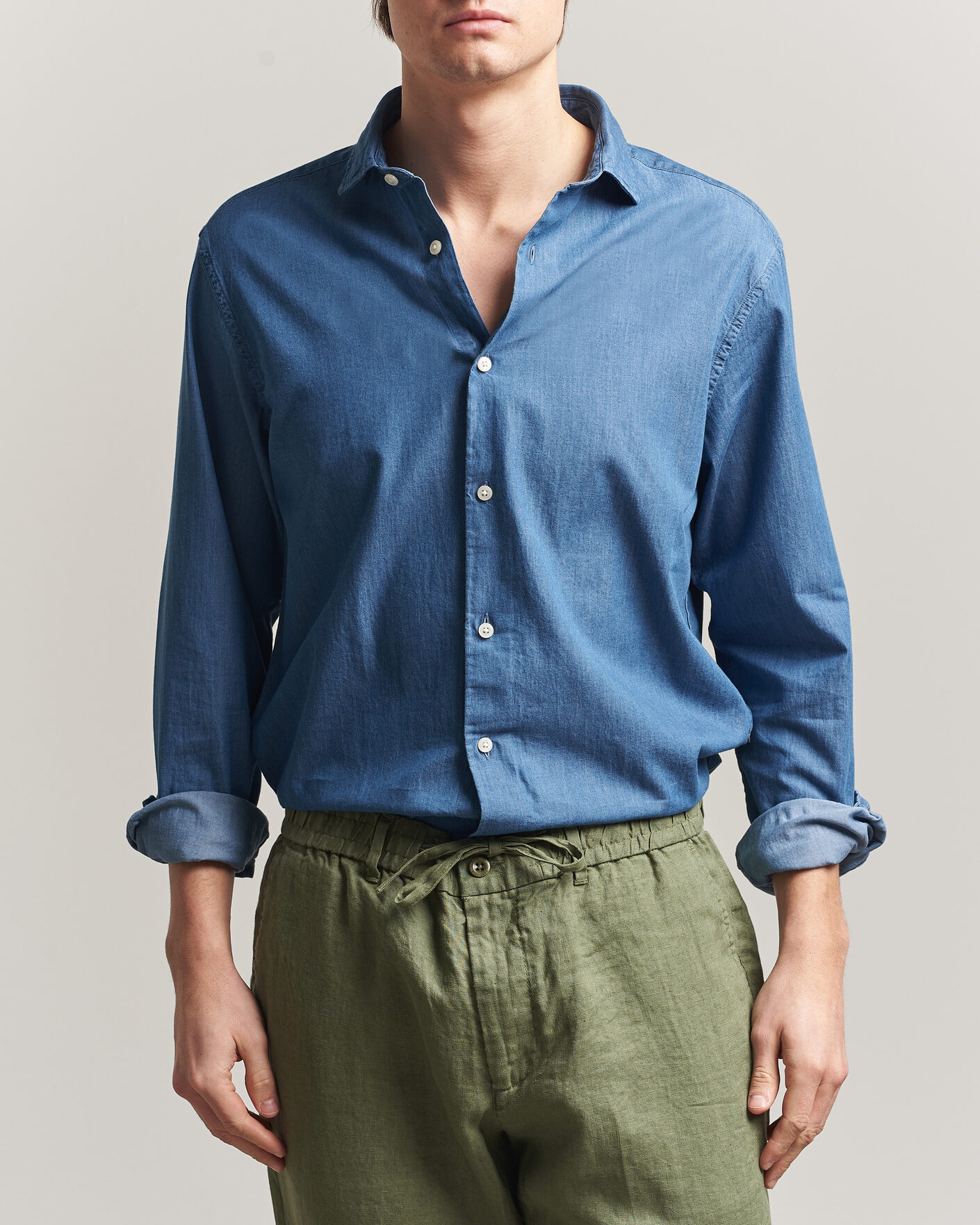 Uomini | Camicie | Gant | Regular Fit Indigo Twill Shirt Semi Light Blue