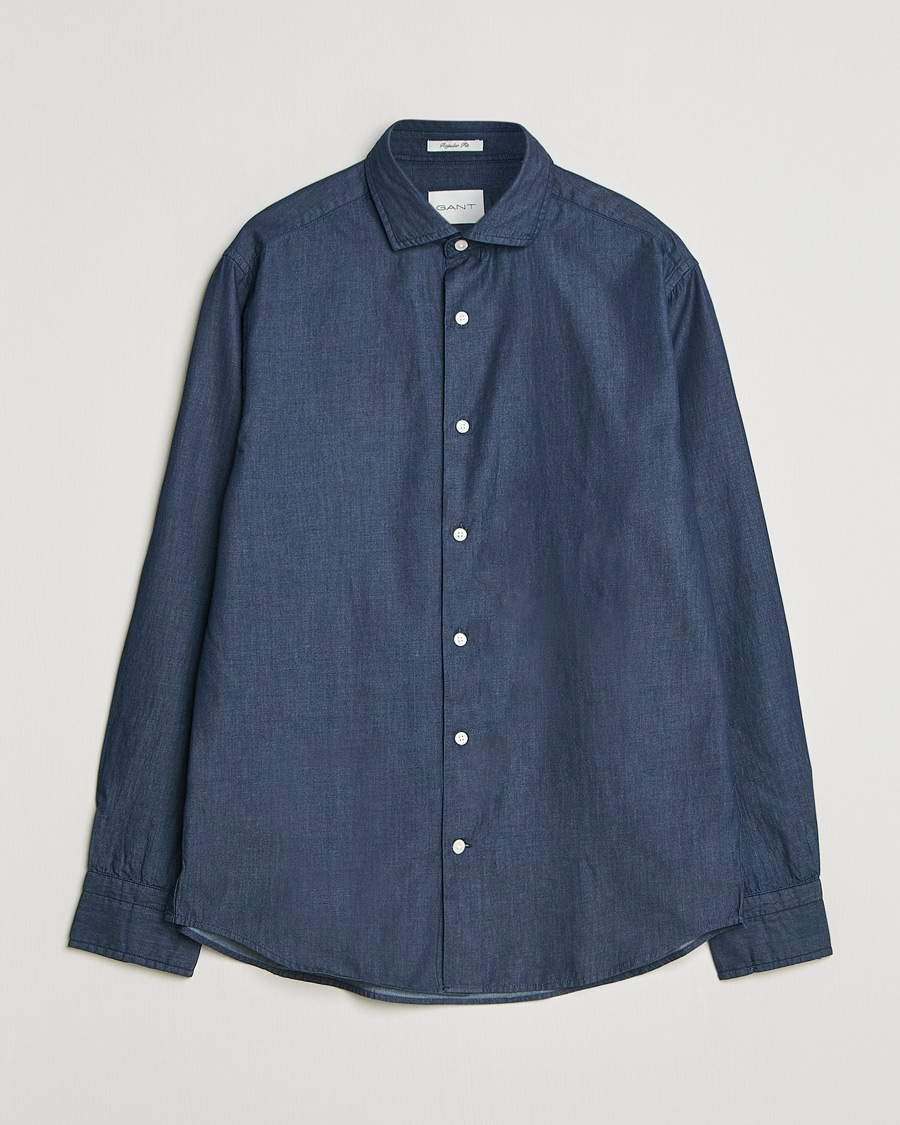 Uomini | Camicie | GANT | Regular Fit Indigo Twill Shirt Dark Indigo