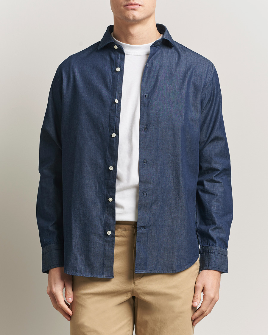 Uomini | Camicie | GANT | Regular Fit Indigo Twill Shirt Dark Indigo