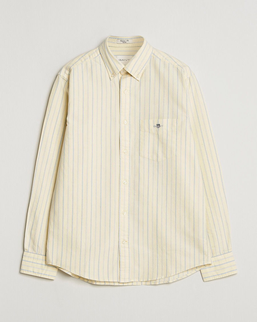 Uomini | Camicie | Gant | Regluar Fit Classic Oxford Striped Shirt Light Mustard Yellow