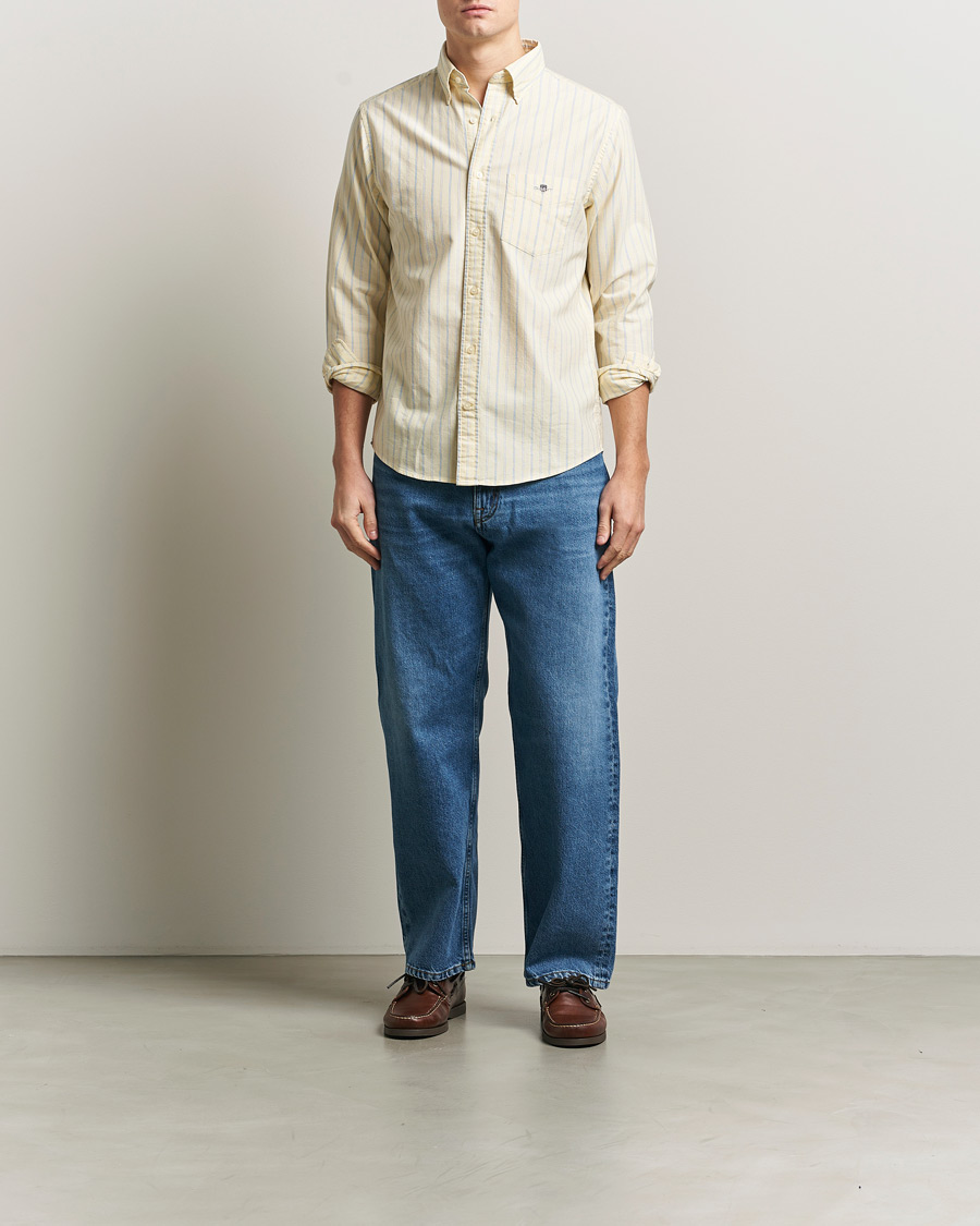Uomini | Camicie | Gant | Regluar Fit Classic Oxford Striped Shirt Light Mustard Yellow