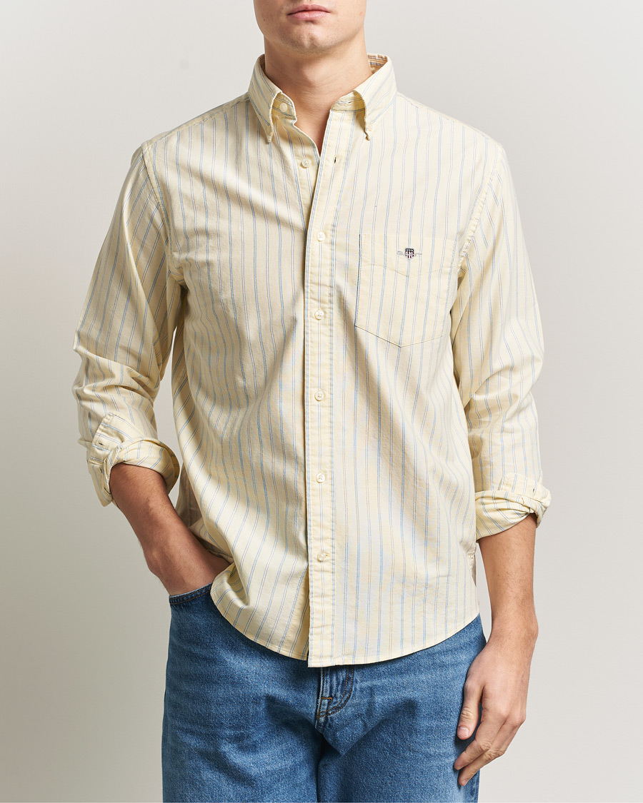 Uomini | Camicie | GANT | Regluar Fit Classic Oxford Striped Shirt Light Mustard Yellow