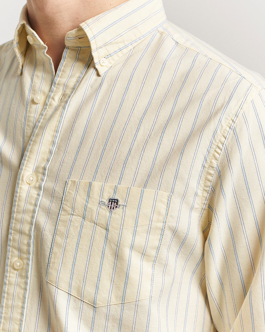 Uomini | Camicie | Gant | Regluar Fit Classic Oxford Striped Shirt Light Mustard Yellow