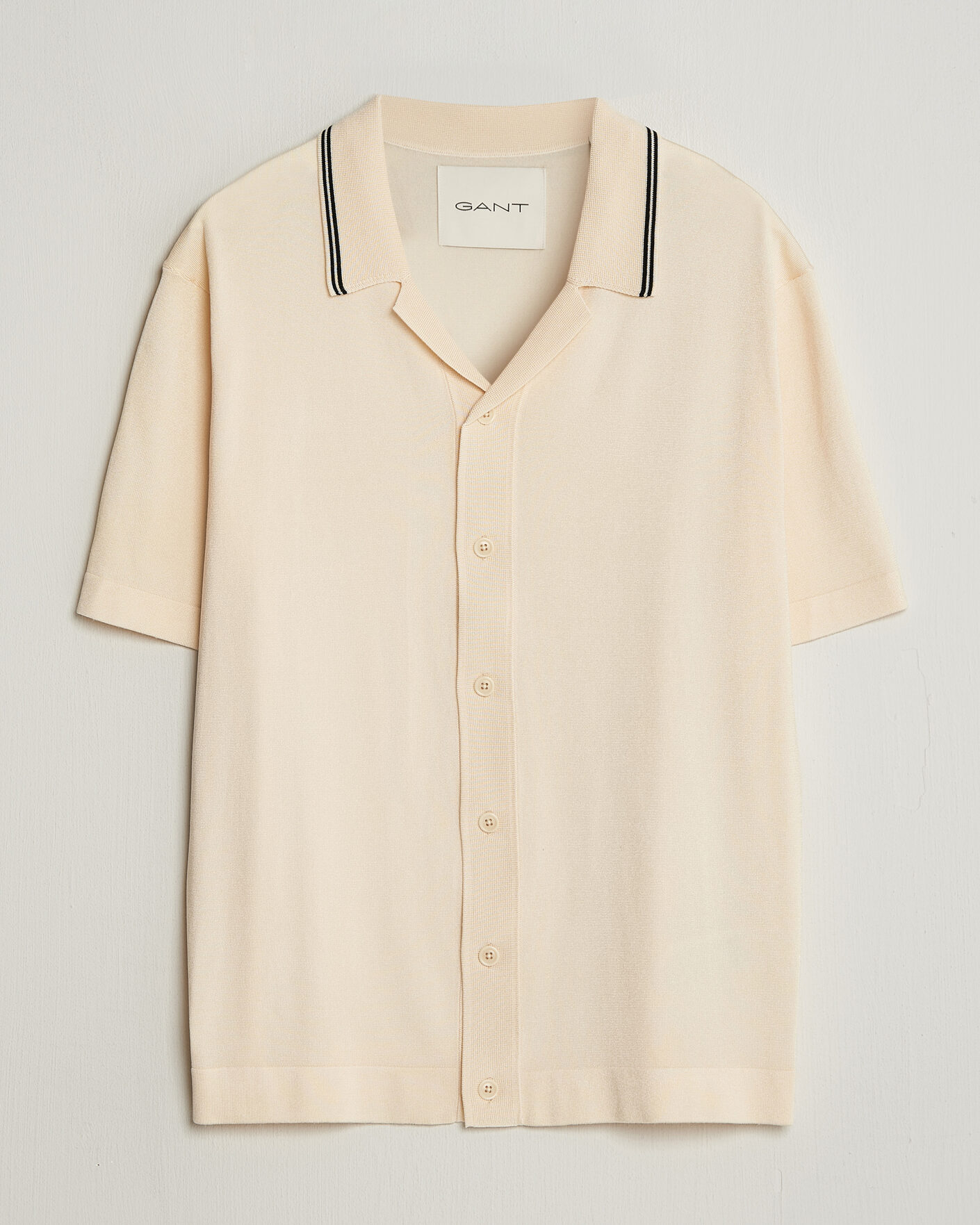Uomini | Camicie | Gant | Knitted Resort Collar Shirt Creamed White
