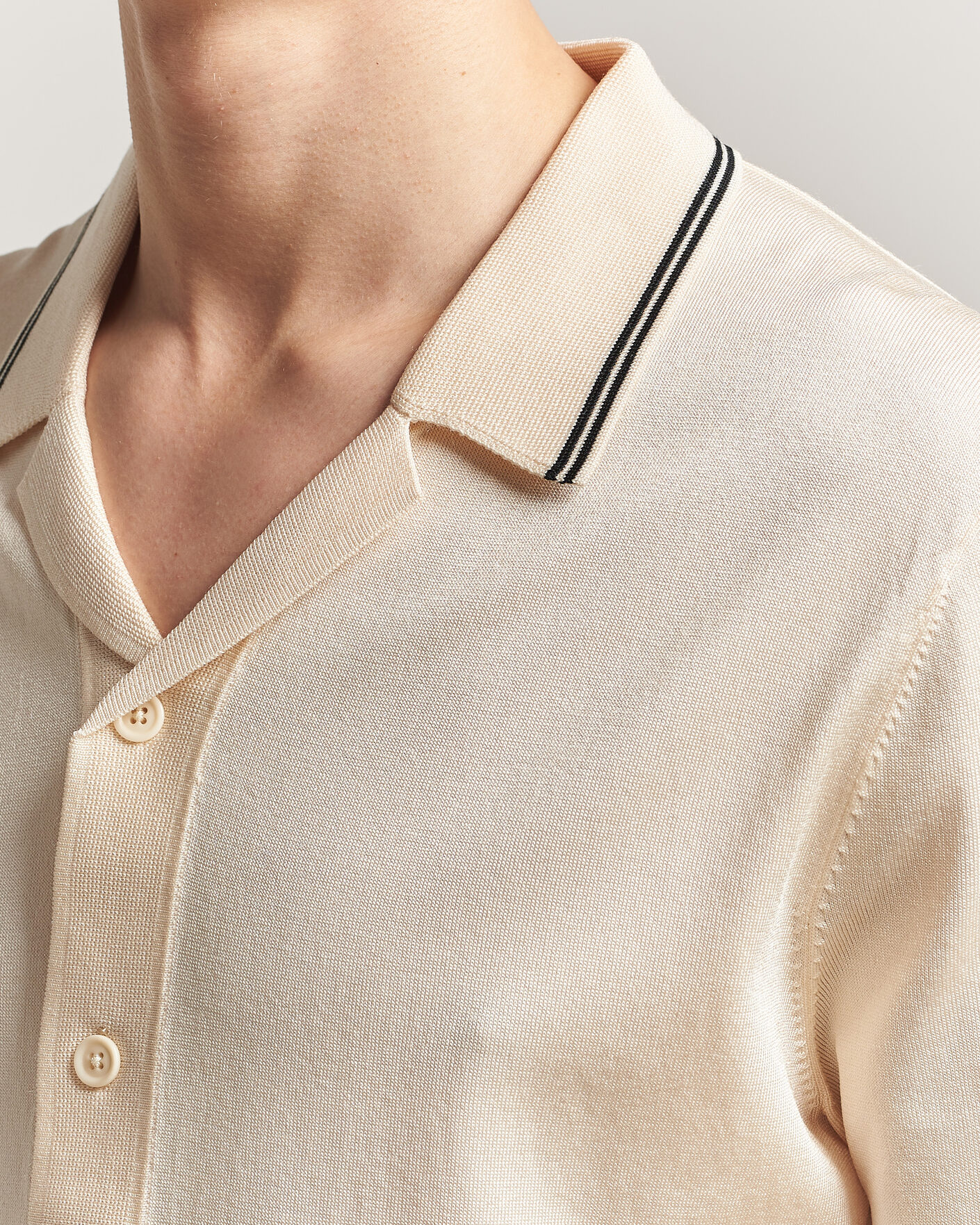 Uomini | Camicie | GANT | Knitted Resort Collar Shirt Creamed White