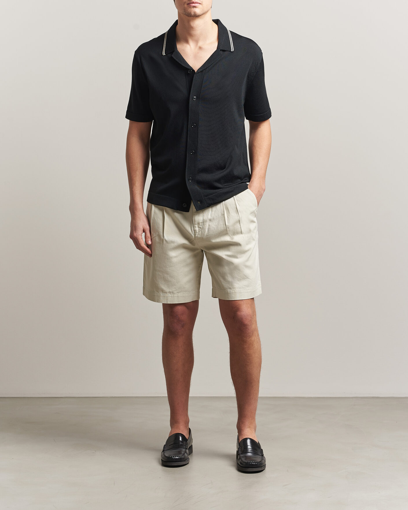 Uomini | Camicie | GANT | Knitted Resort Collar Shirt Black